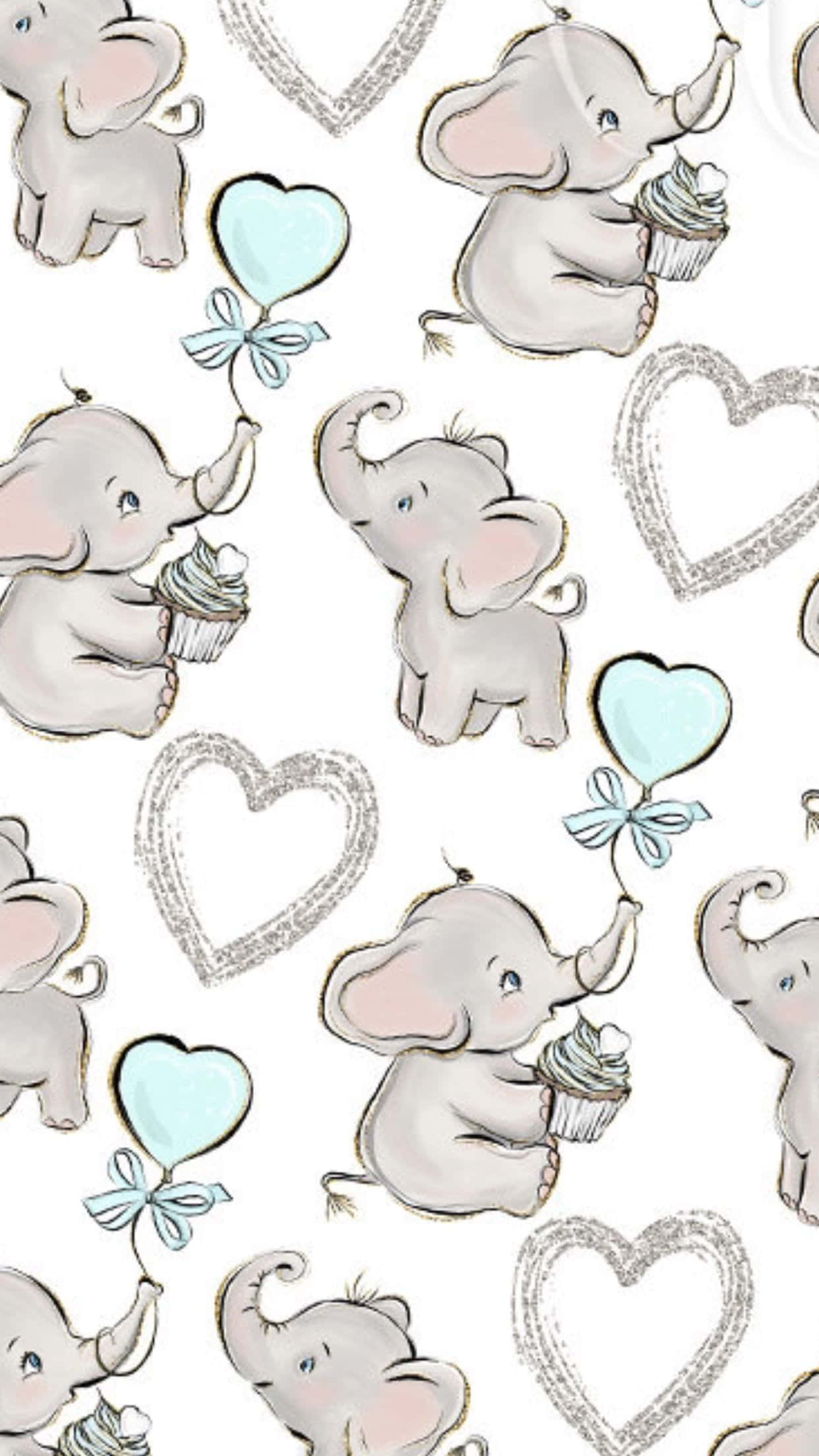 kawaii elephant, baby elephants, cupcakes, Full HD Phone Wallpaper