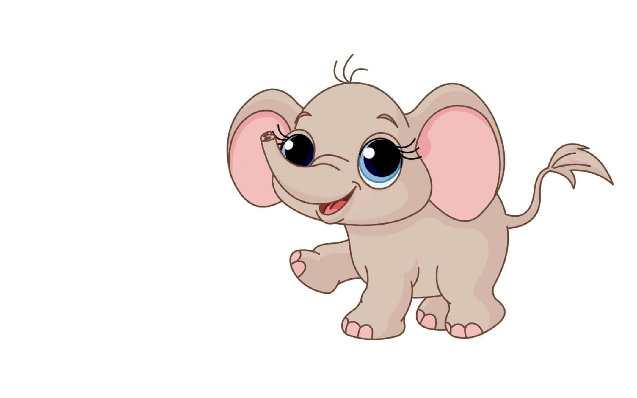 kawaii elephant, baby elephant, big blue eyes, Full HD Desktop Wallpaper