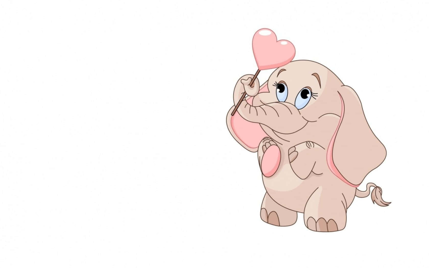 kawaii elephant, pink heart lollipop, big blue eyes, HD Desktop Wallpaper
