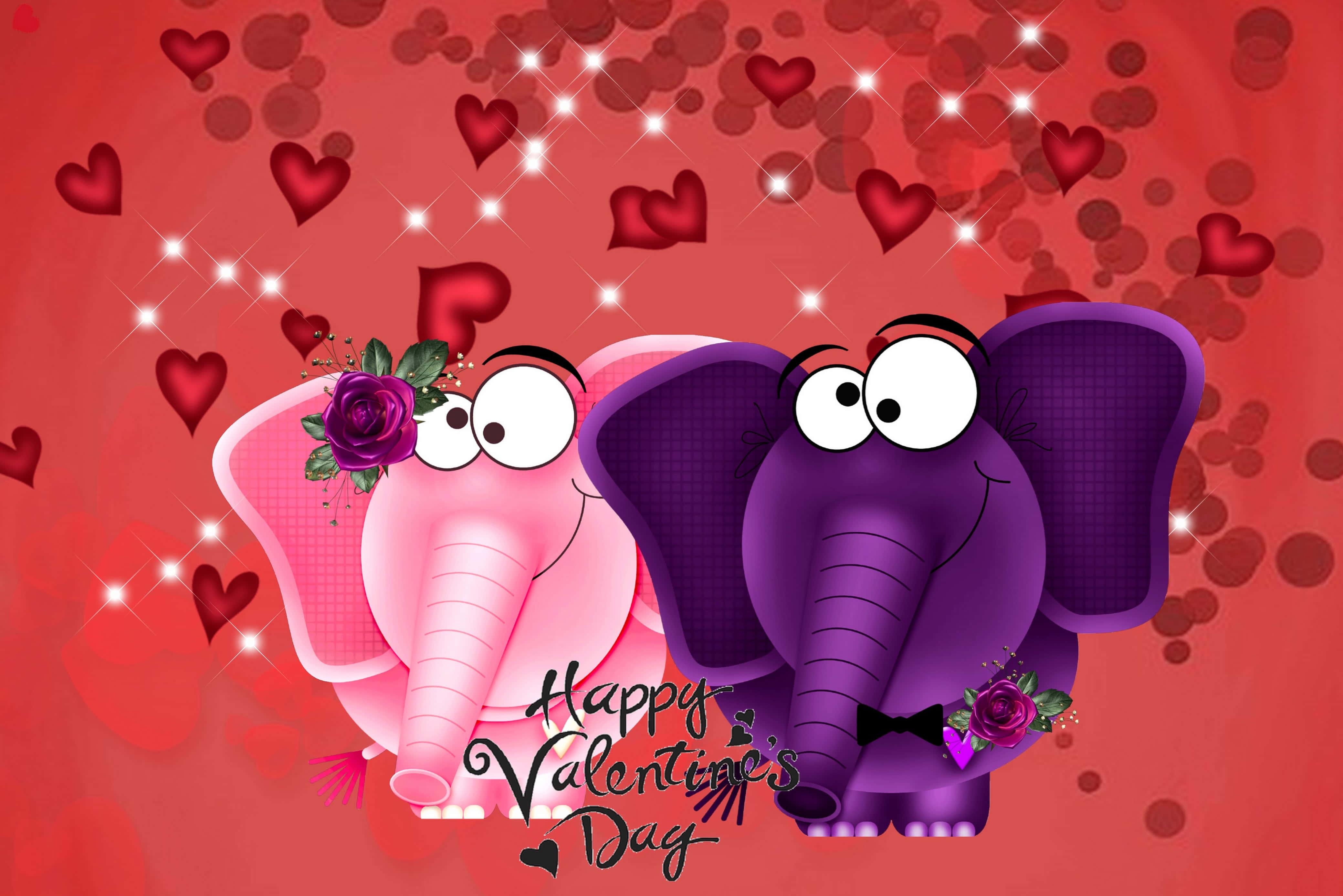 kawaii elephant, pink, purple, 4K Desktop Wallpaper