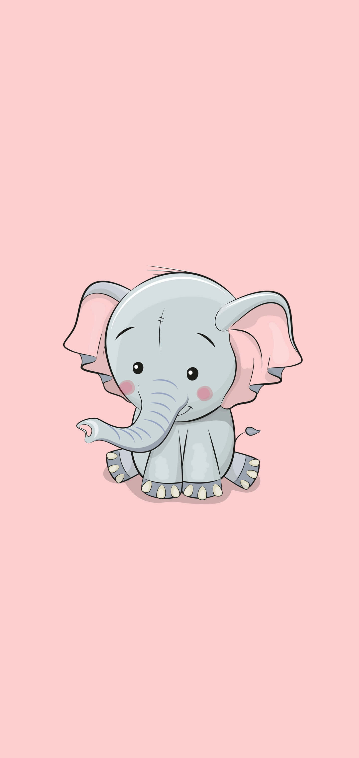 kawaii elephant, pink ears, pink cheeks, 2K Phone Wallpaper