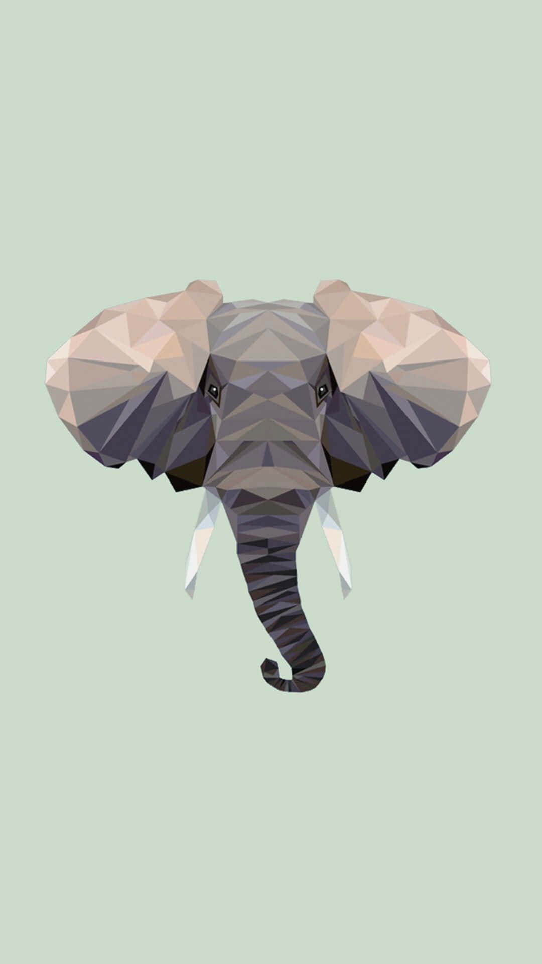 kawaii elephant, low-poly elephant head, geometric facets, Full HD Phone Wallpaper