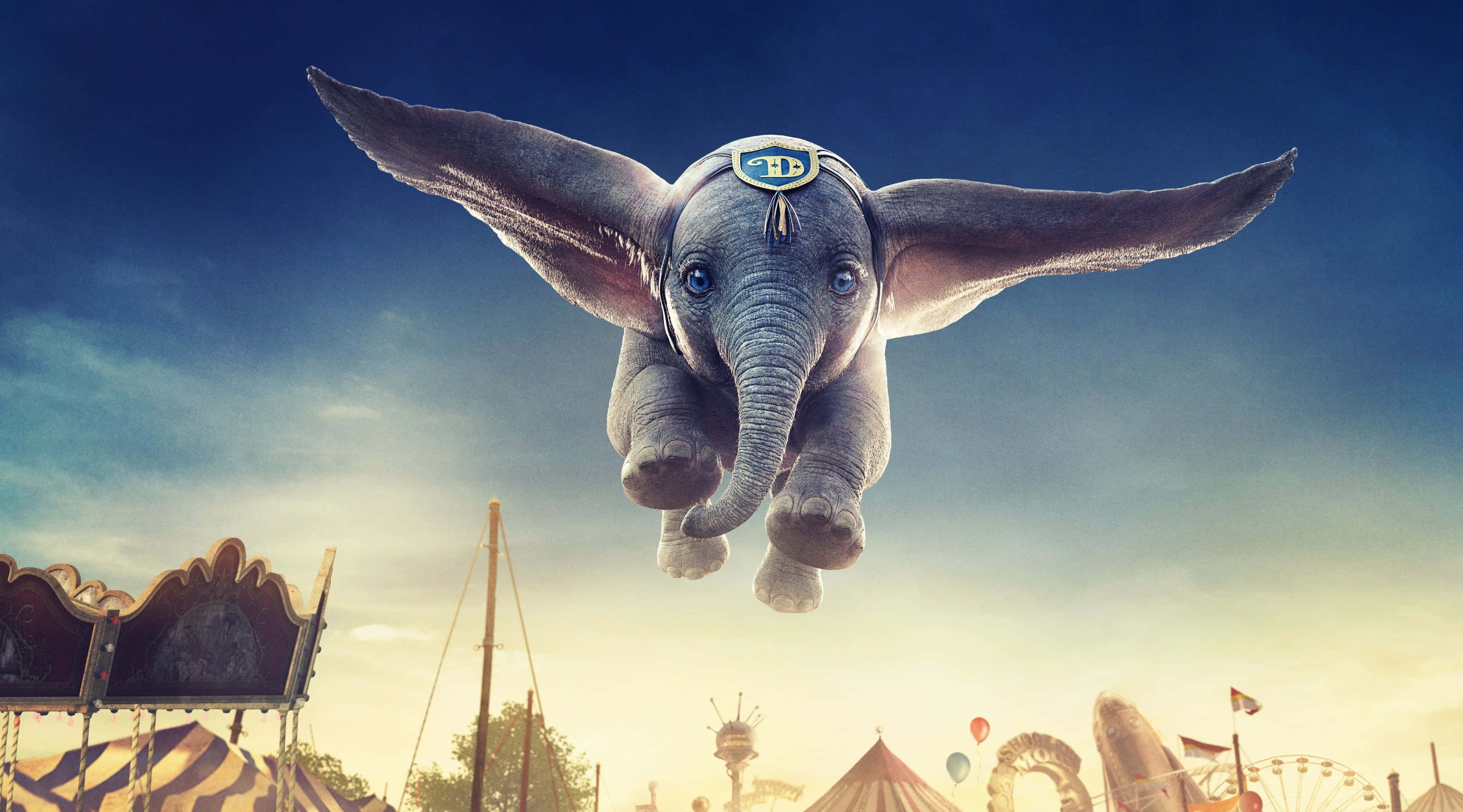 kawaii elephant, flying baby elephant, wings, 4K Desktop Wallpaper