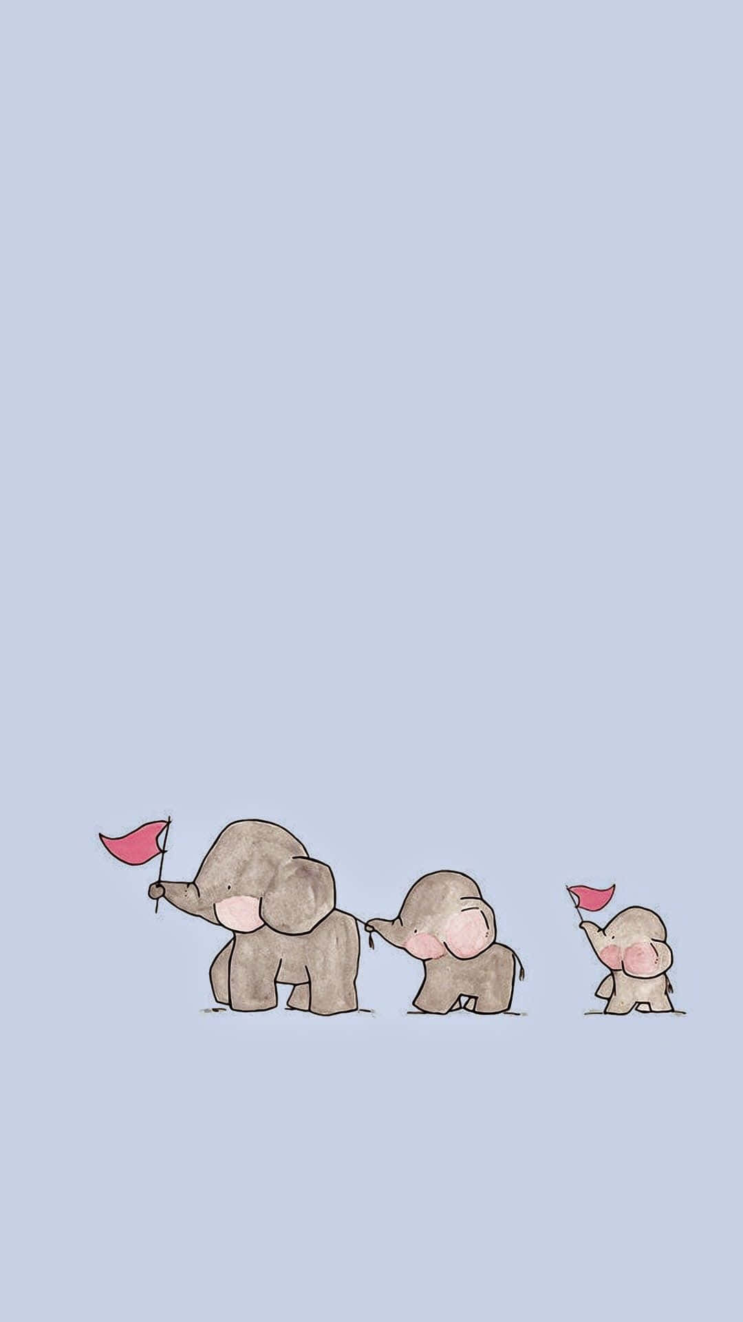 kawaii elephant, colorful background, three cute cartoon elephants, Full HD Phone Wallpaper