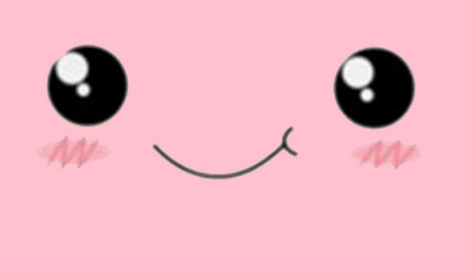 Kawaii Emoticon, big black eyes, simple smile, Full HD Desktop Wallpaper