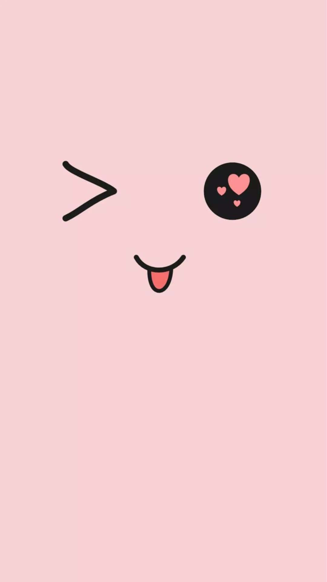 Kawaii Emoticon, minimalist cartoon face, heart-filled eye, Full HD Phone Wallpaper