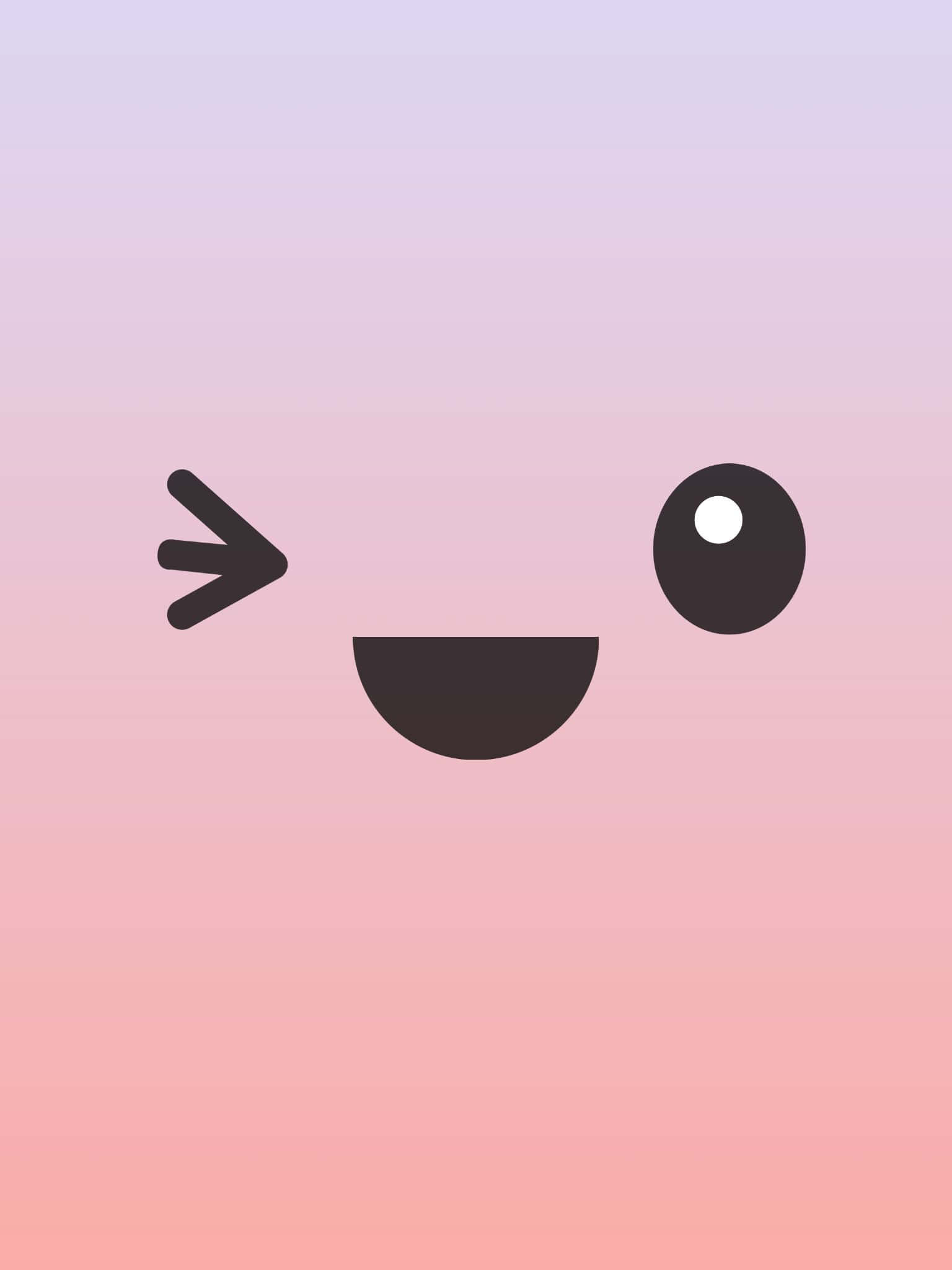 Kawaii Emoticon, pink gradient background, minimalist smiling face, Full HD Phone Wallpaper