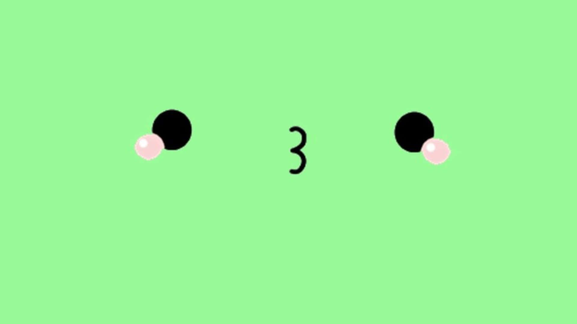 Kawaii Emoticon, light green background, black eyes, Full HD Desktop Wallpaper