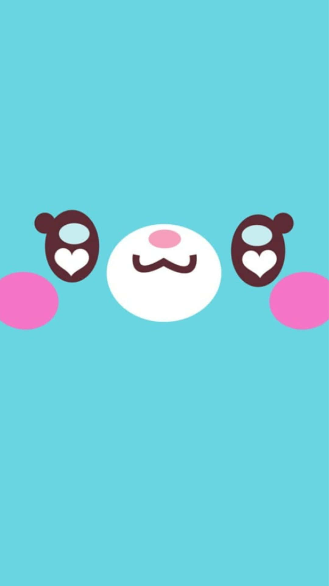 kawaii emoticon, cartoon bunny face, heart-shaped eyes, Full HD Phone Wallpaper
