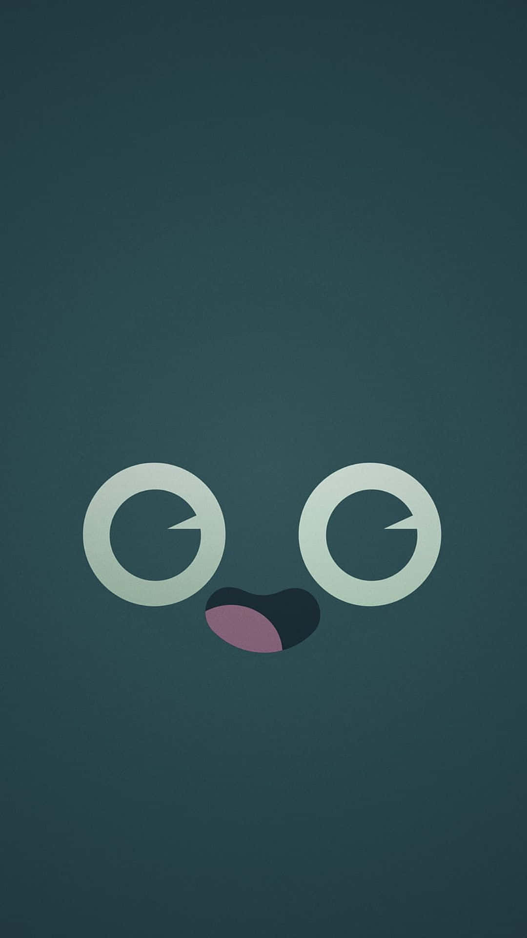 Kawaii Emoticon, dark teal background, circular eyes, Full HD Phone Wallpaper