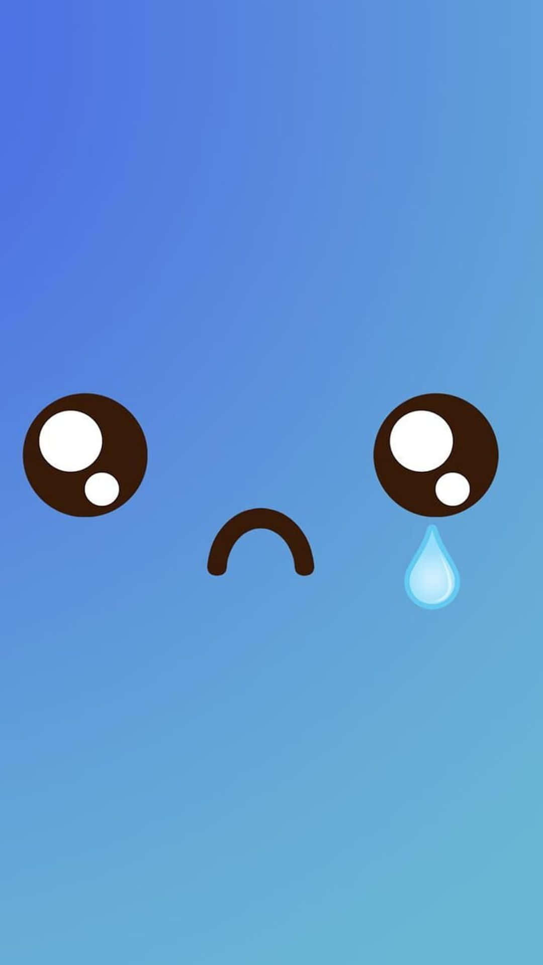 kawaii emoticon, big eyes, single tear, Full HD Phone Wallpaper