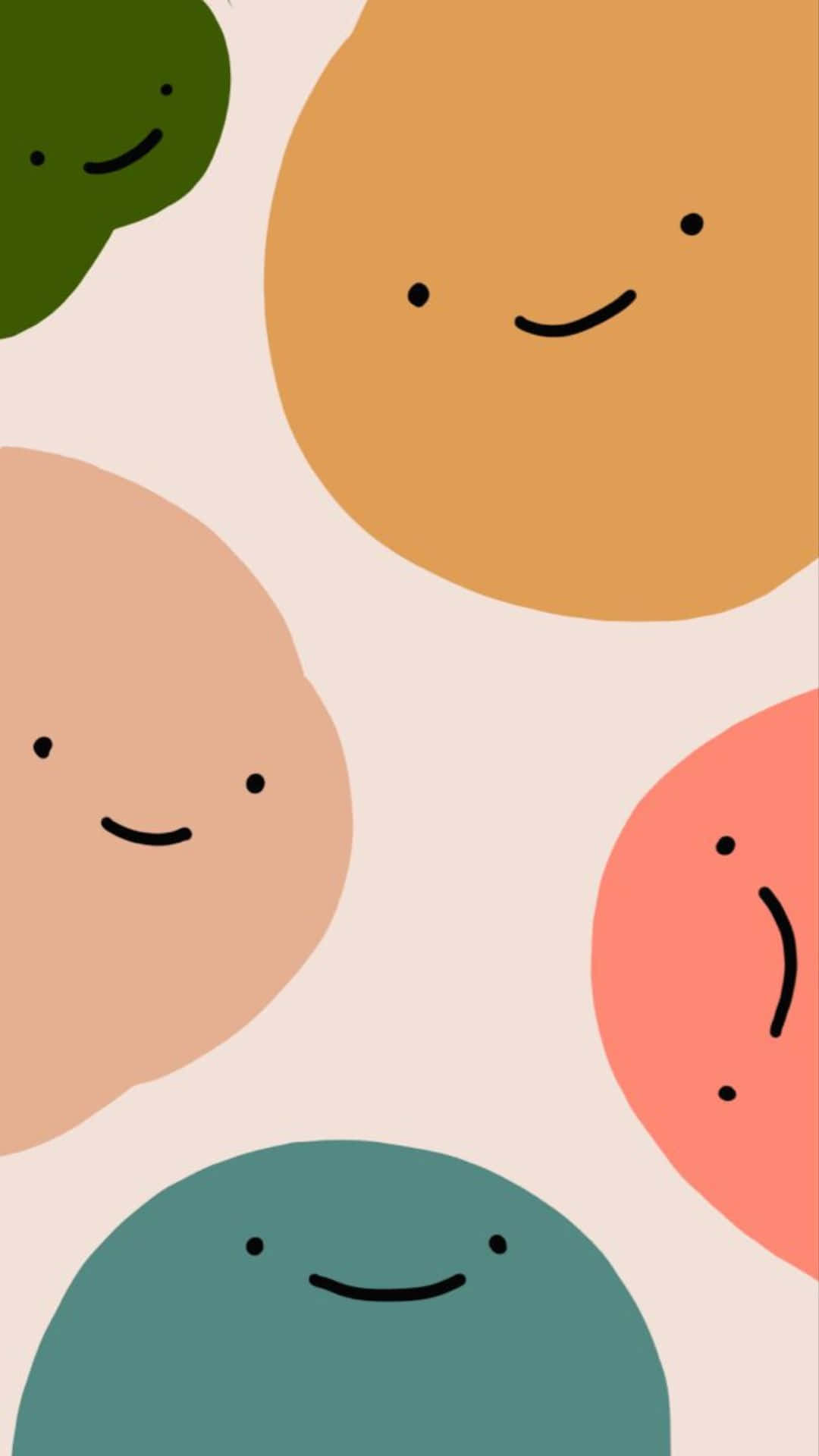 kawaii emoticon, pastel-colored, abstract shapes, Full HD Phone Wallpaper