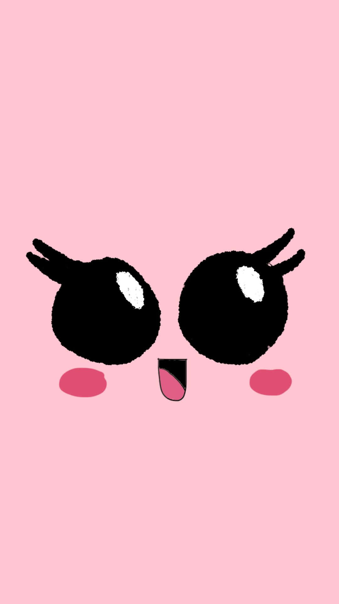 Kawaii Emoticon, big black eyes, pink tongue, Full HD Phone Wallpaper