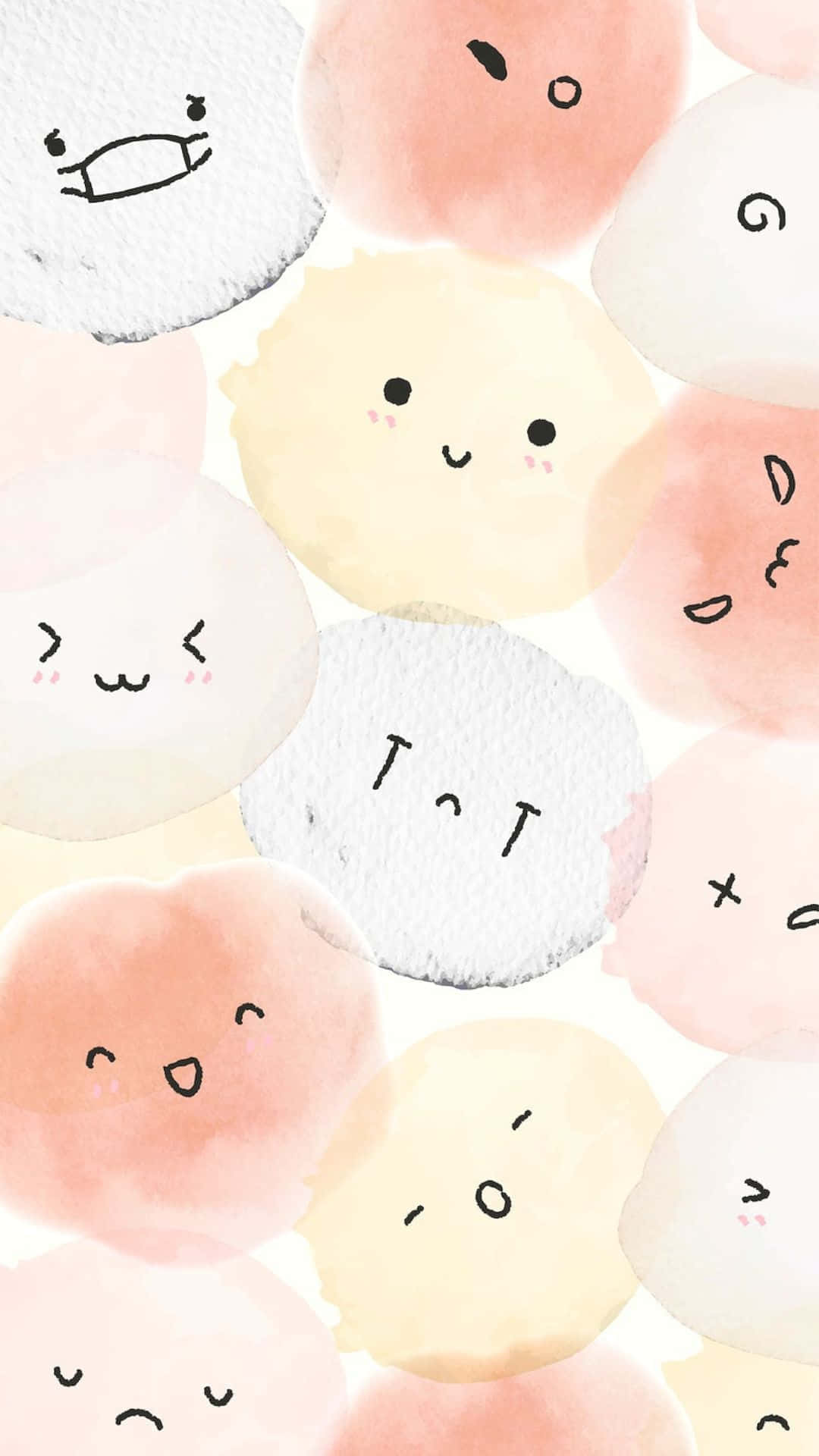 Kawaii Emoticon, pastel pink, yellow, Full HD Phone Wallpaper