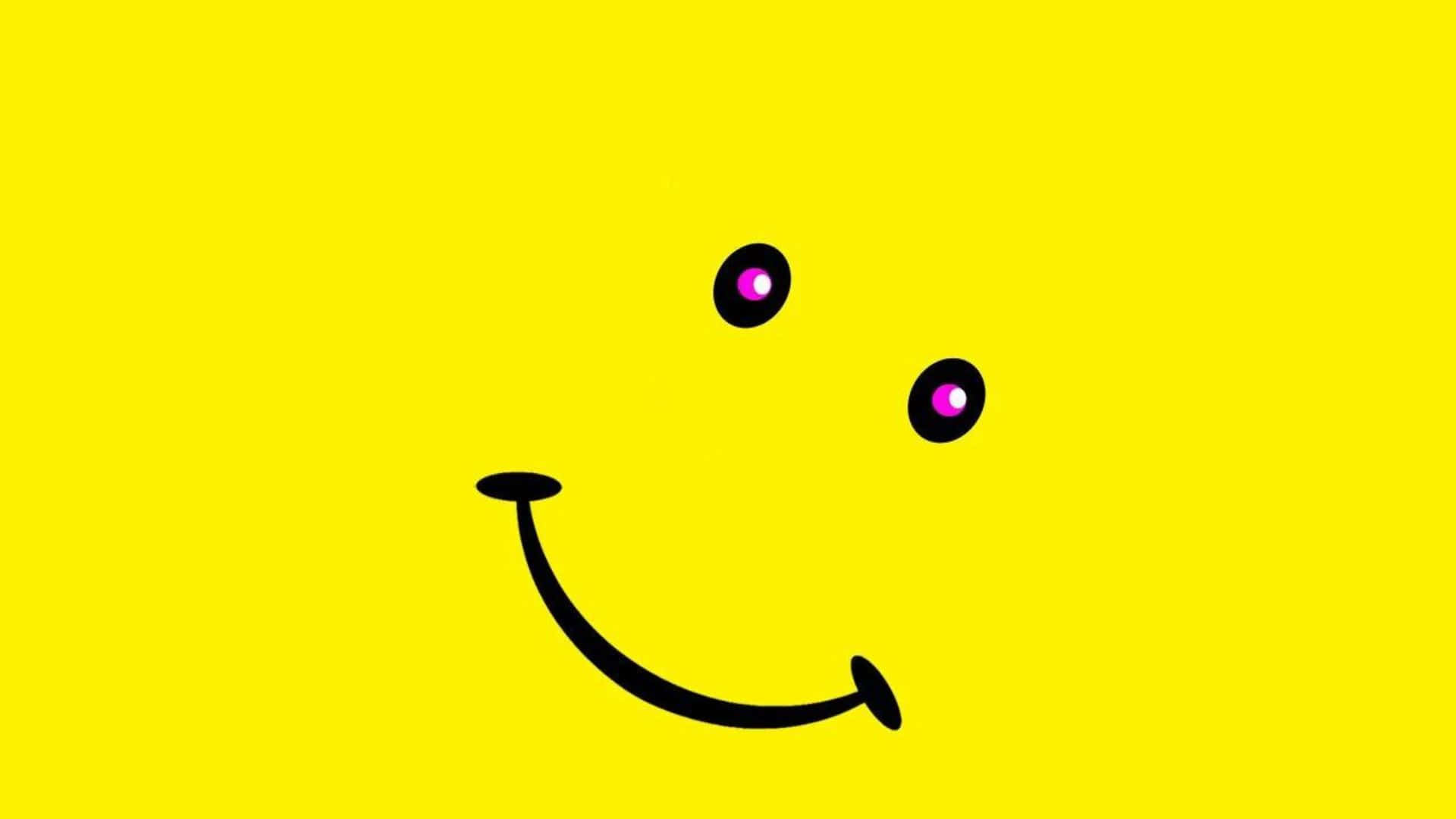 kawaii emoticon, black smiley face, glowing pink eyes, Full HD Desktop Wallpaper