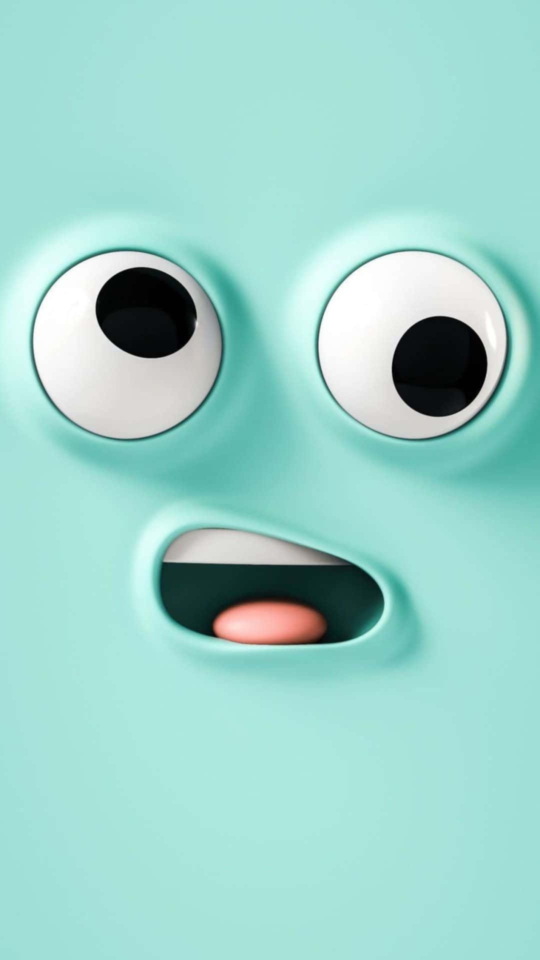 kawaii emoticon, mint green, wide eyes, Full HD Phone Wallpaper