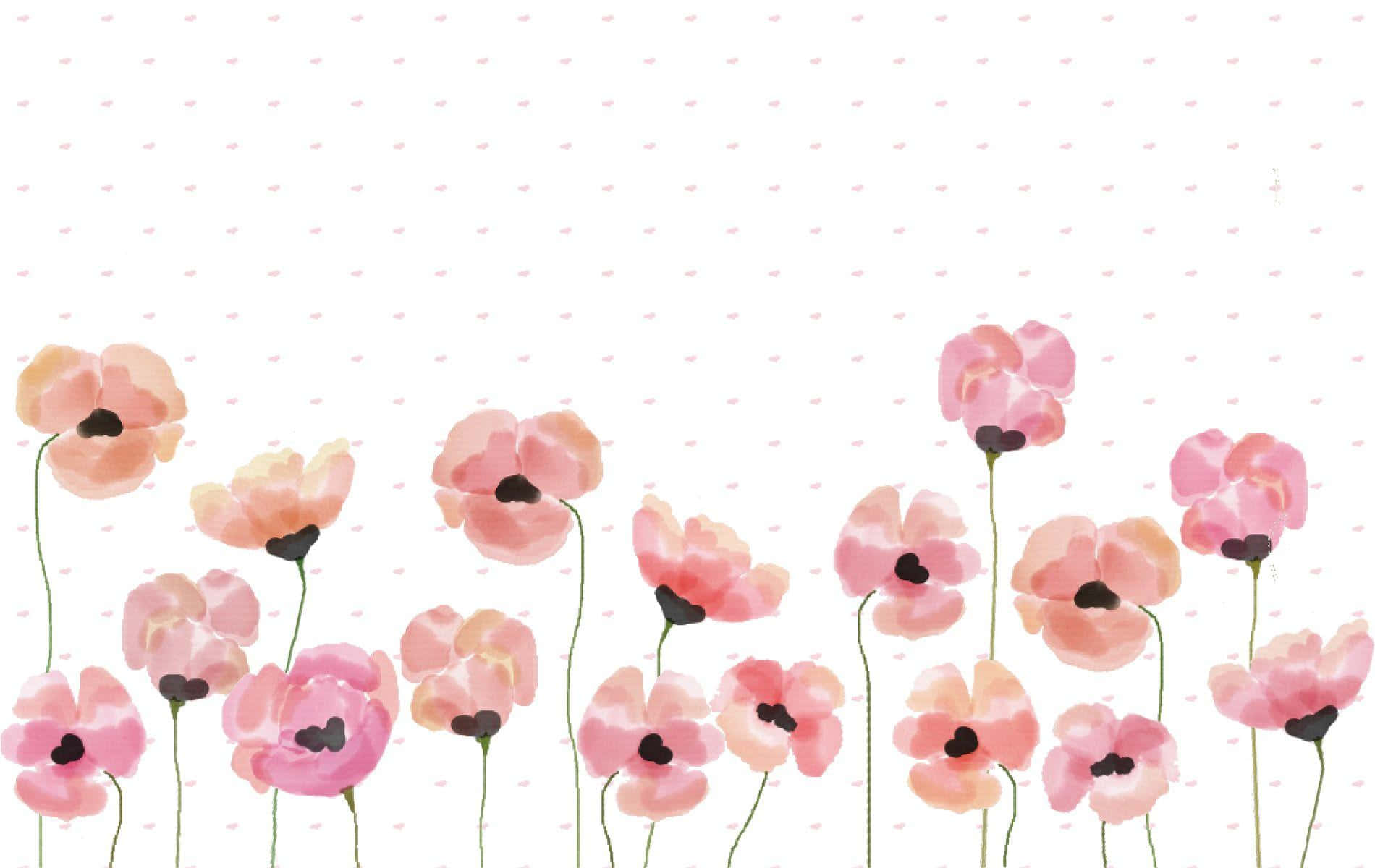 kawaii flower, pastel background, soft watercolor pink poppies, HD Desktop Wallpaper