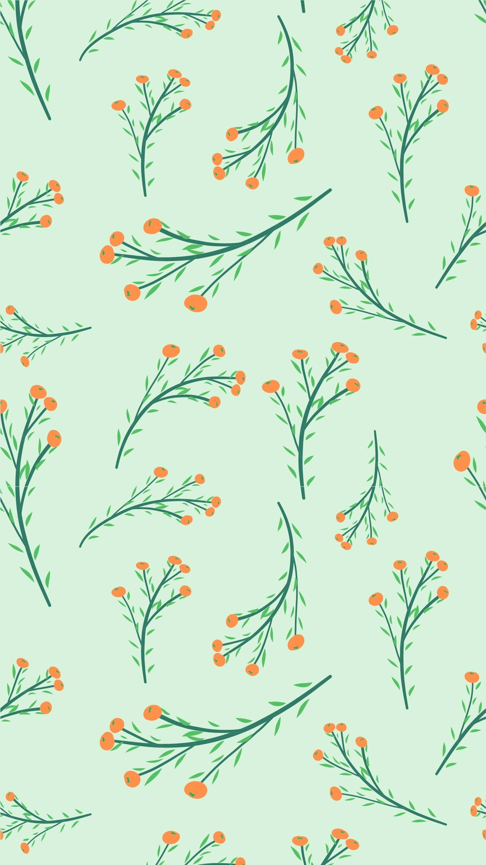 kawaii flower, green stems, orange buds, 2K Phone Wallpaper