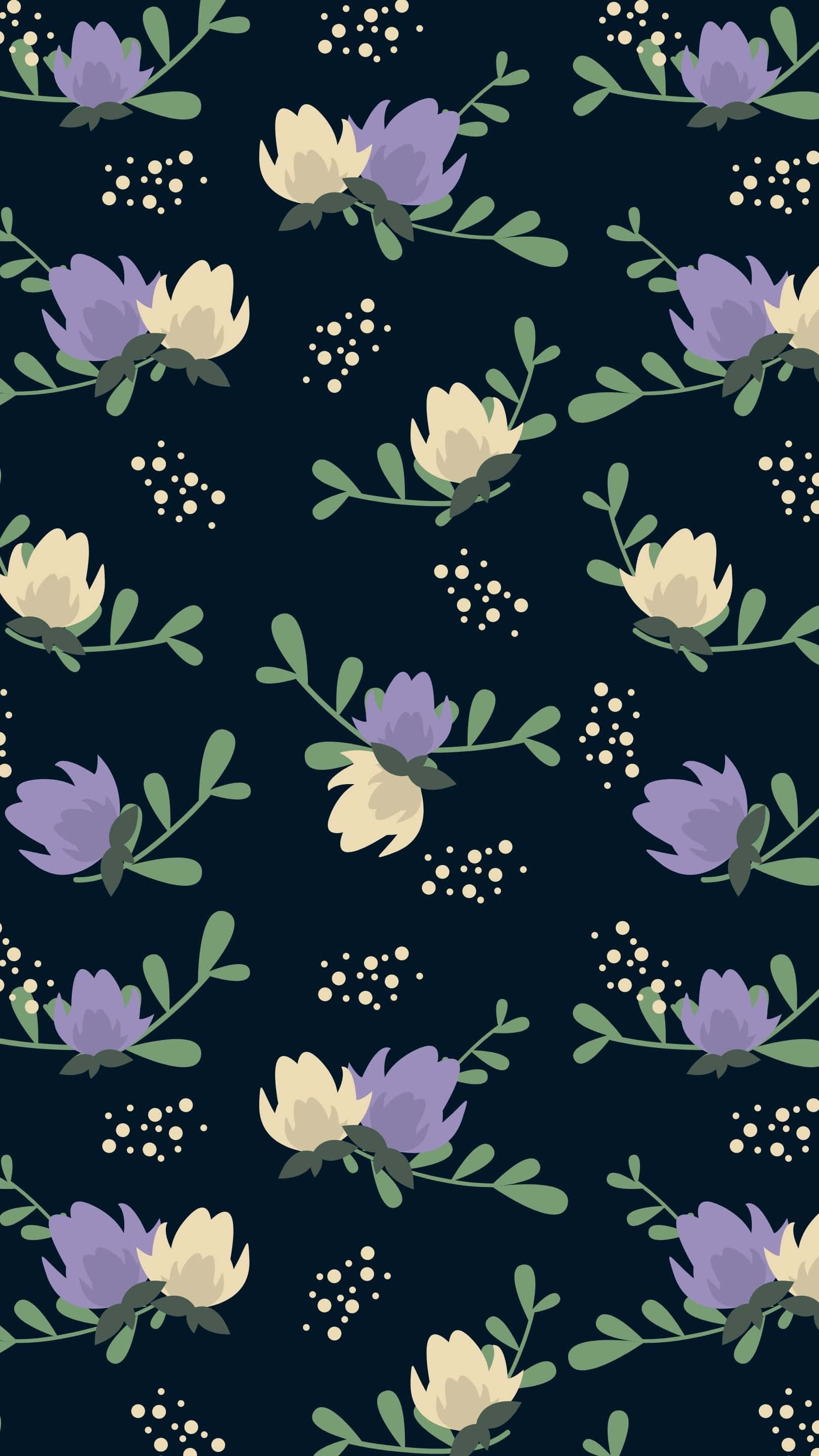 kawaii flower, purple, cream, 2K Phone Wallpaper