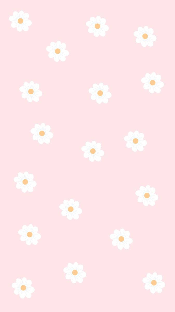 pink kawaii flower, seamless pattern, soft pink background, SD Phone Wallpaper