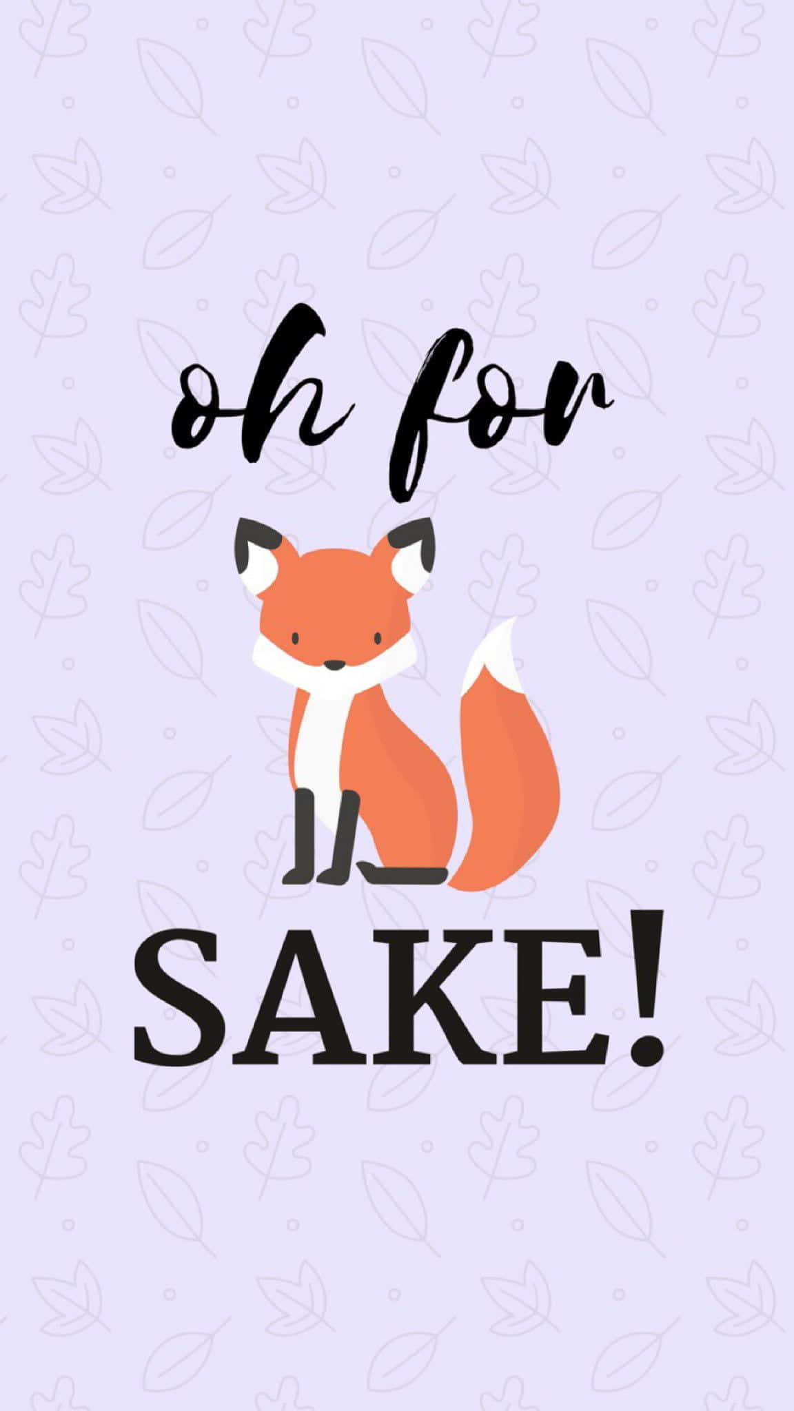 kawaii fox, lavender background, leaf patterns, Full HD Phone Wallpaper