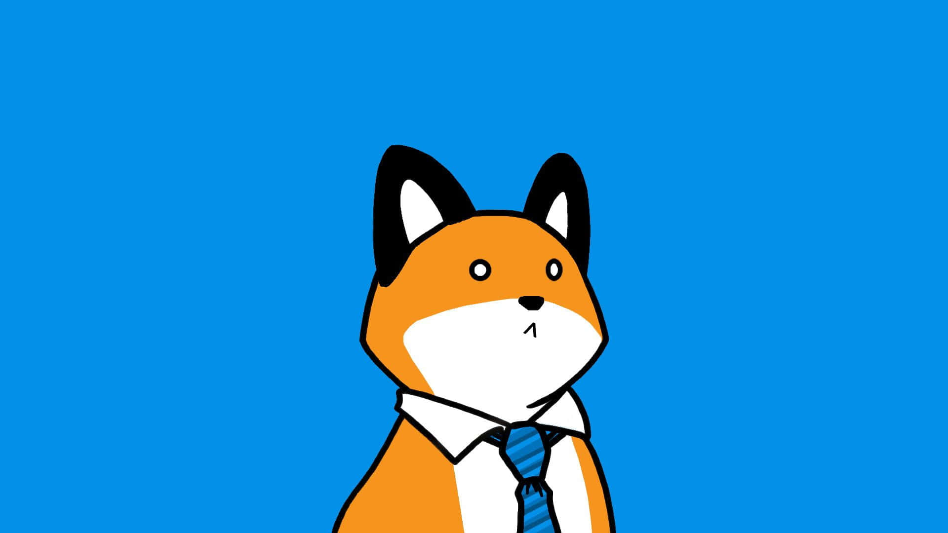 kawaii fox, white shirt, blue tie, Full HD Desktop Wallpaper