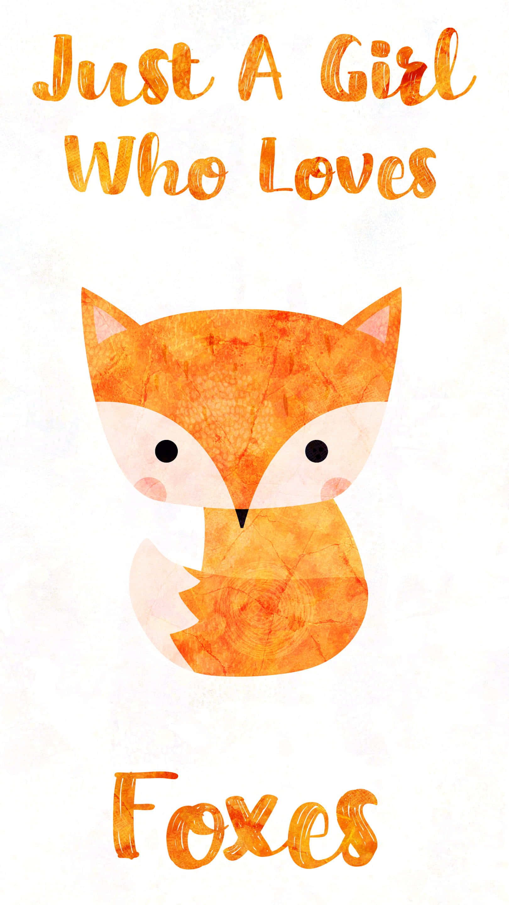 kawaii fox, watercolor fox illustration, orange text, 2K Phone Wallpaper
