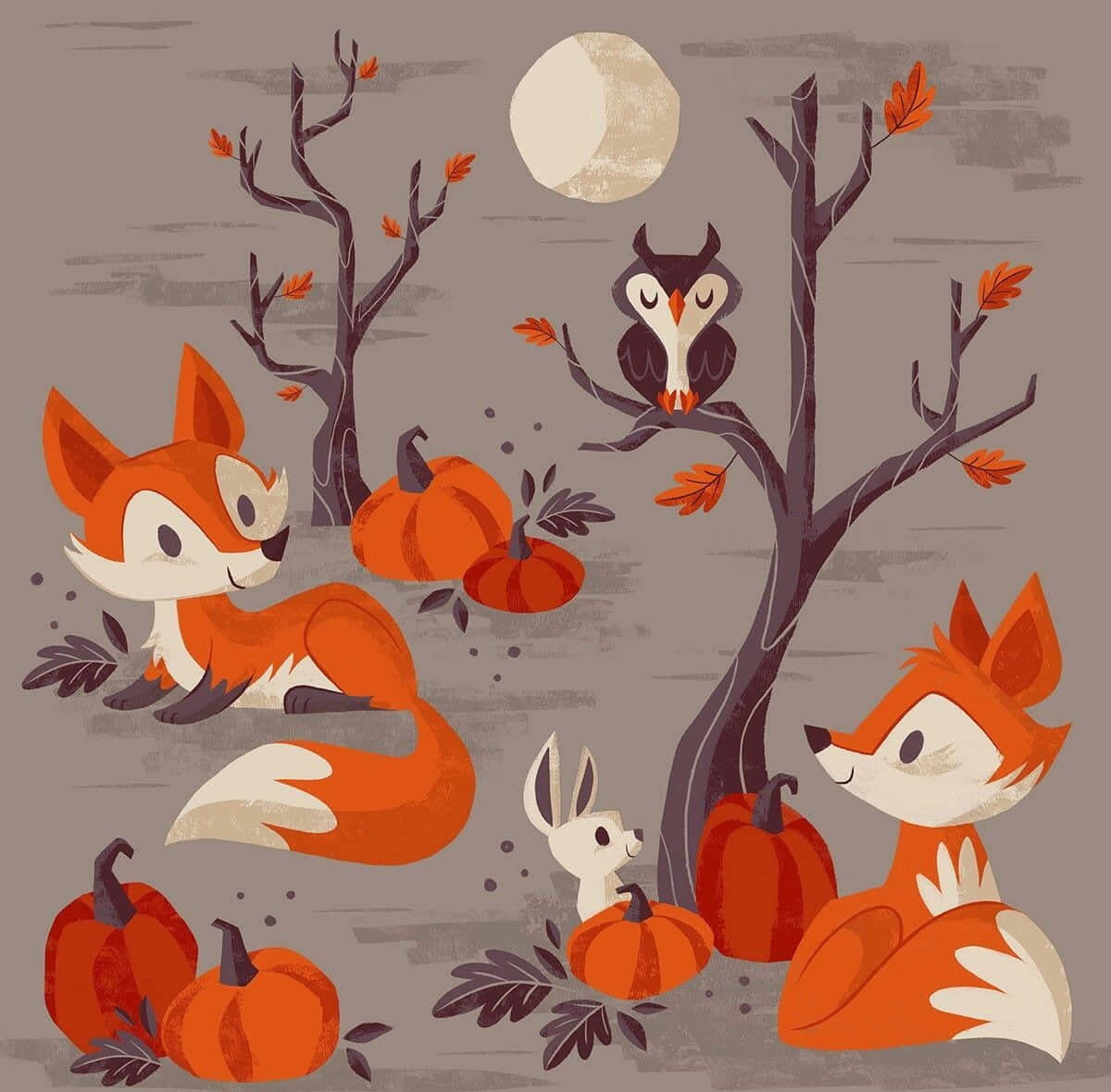 Kawaii Fox, foxes, rabbit, SD Desktop Wallpaper