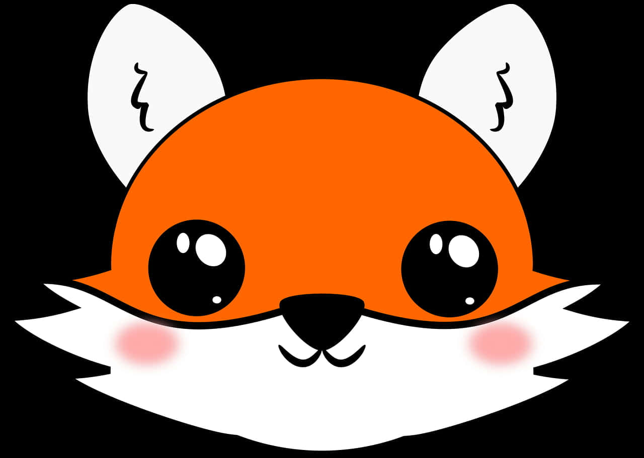 Kawaii Fox, cartoon fox, big black eyes, HD Desktop Wallpaper