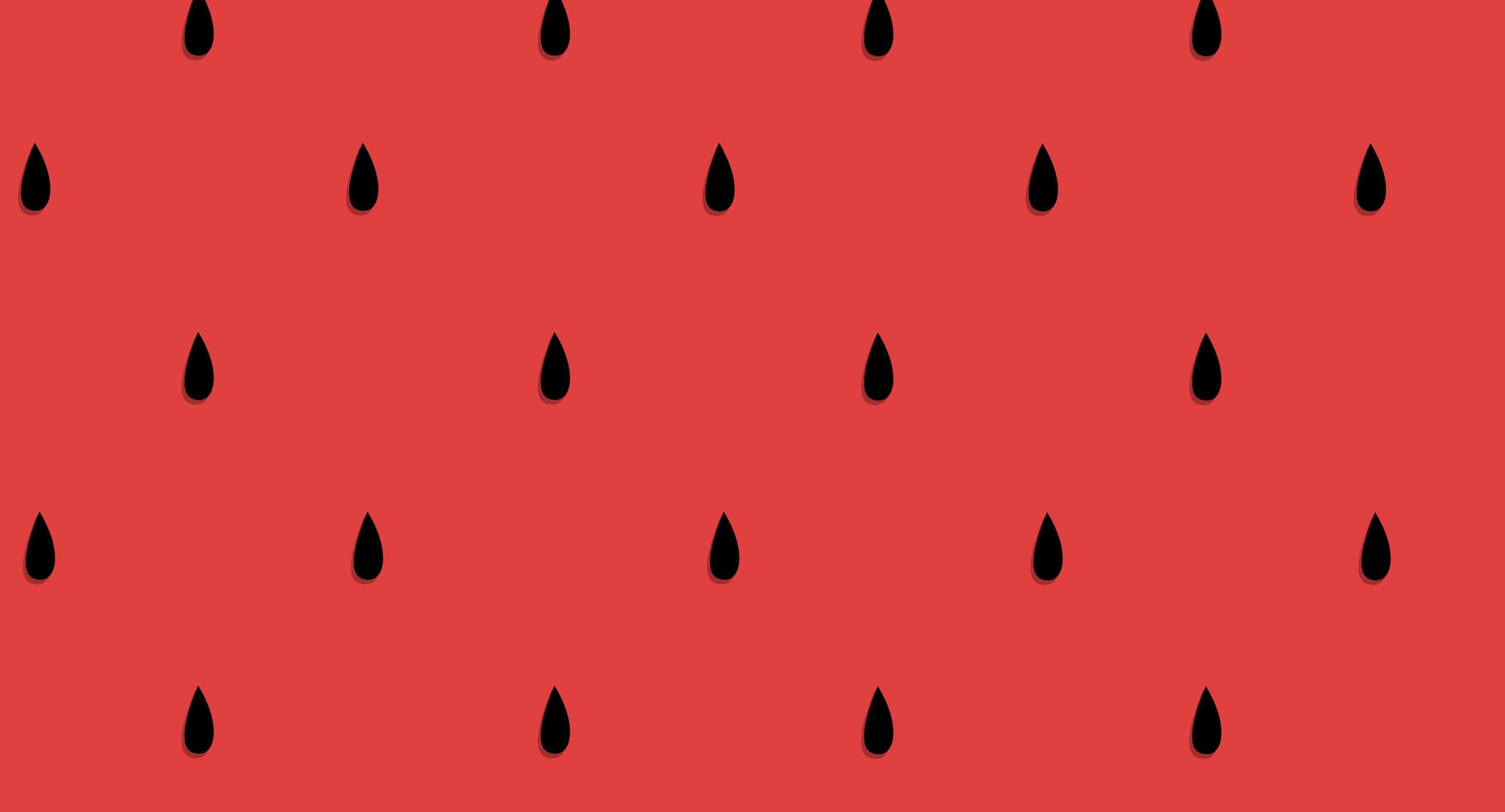 kawaii fruit, vibrant red watermelon flesh, scattered black seeds, 2K Desktop Wallpaper
