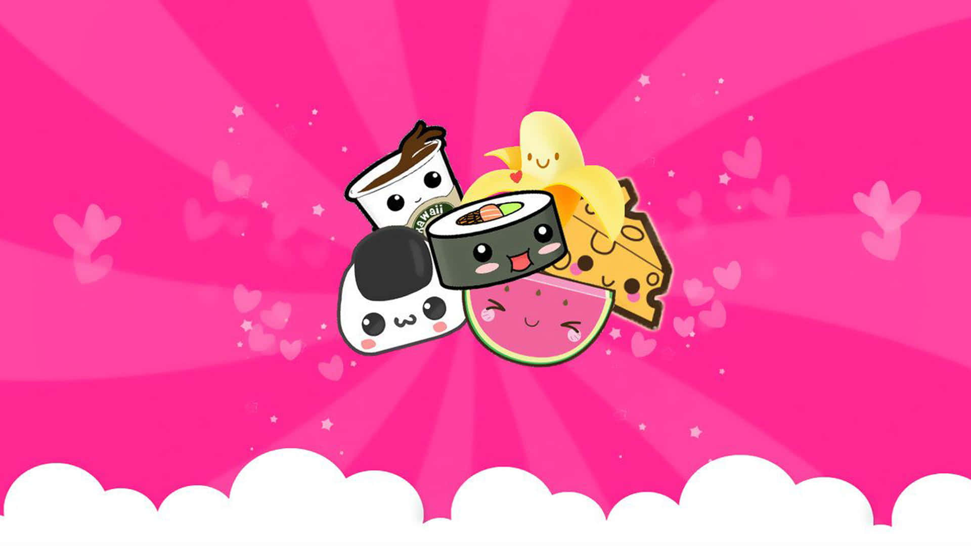 Kawaii Fruit, sushi, watermelon, Full HD Desktop Wallpaper