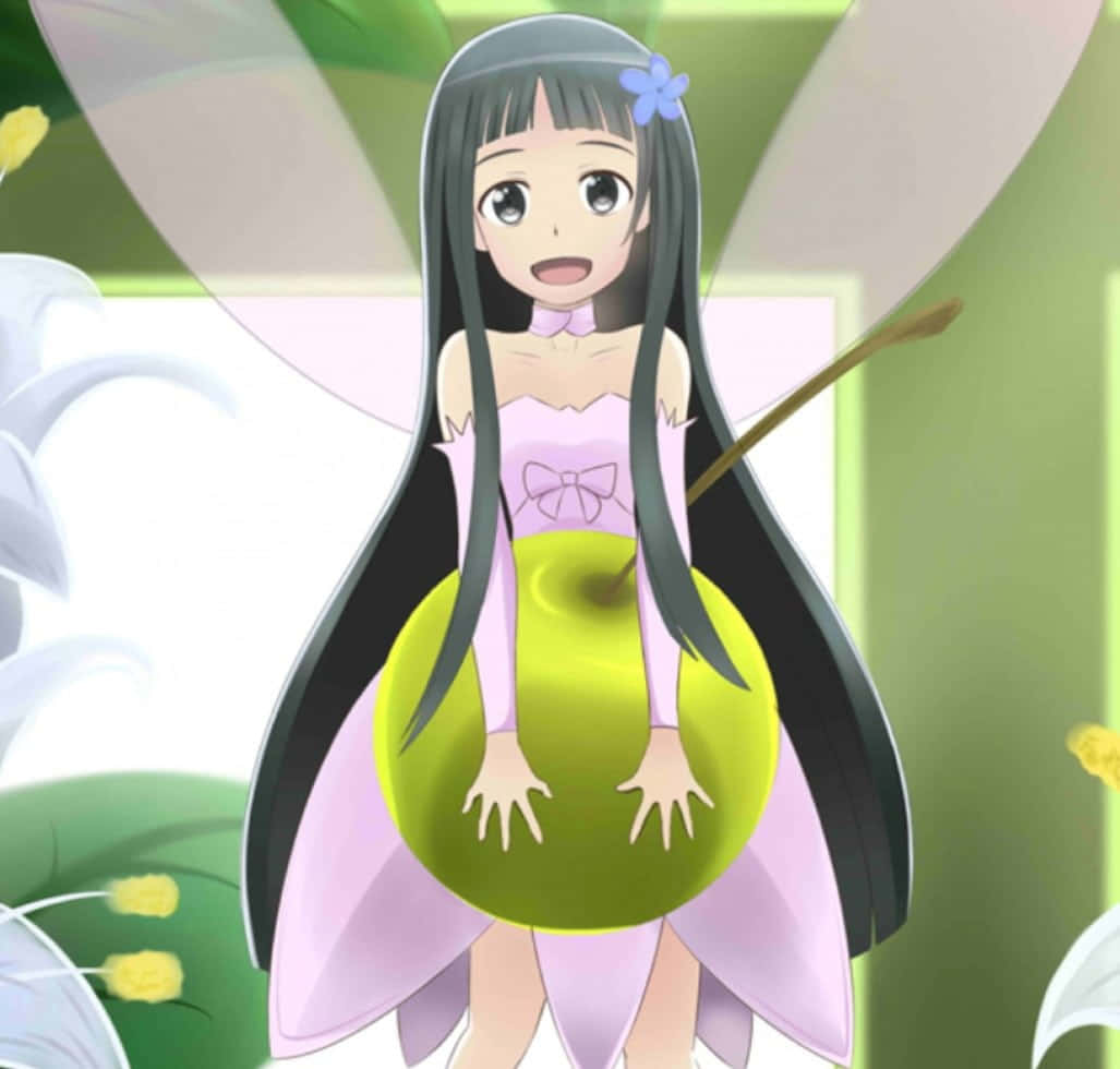 Kawaii Fruit, anime fairy, long black hair, SD Desktop Wallpaper