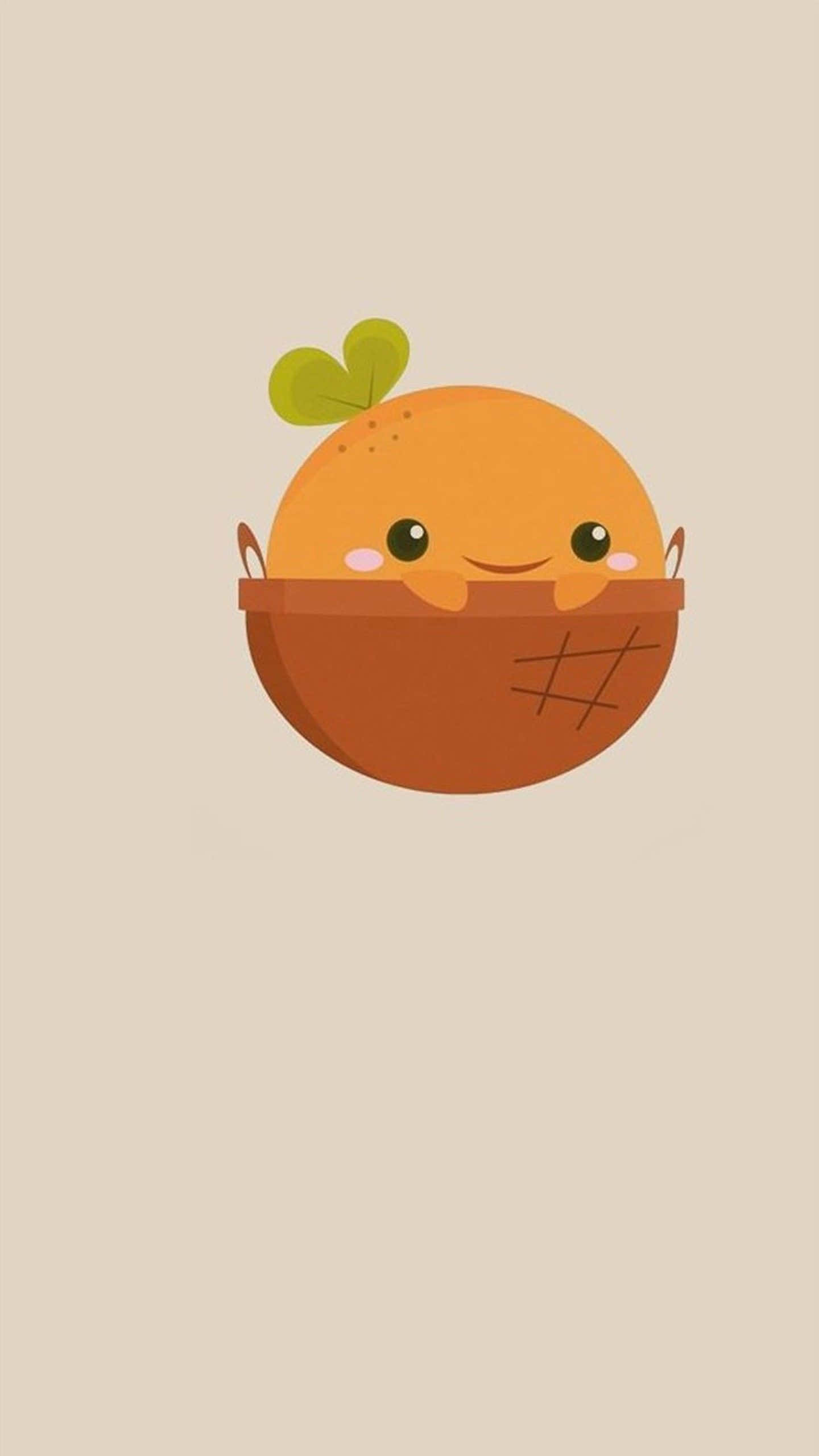 kawaii fruit, cartoon orange, smiling face, 2K Phone Wallpaper