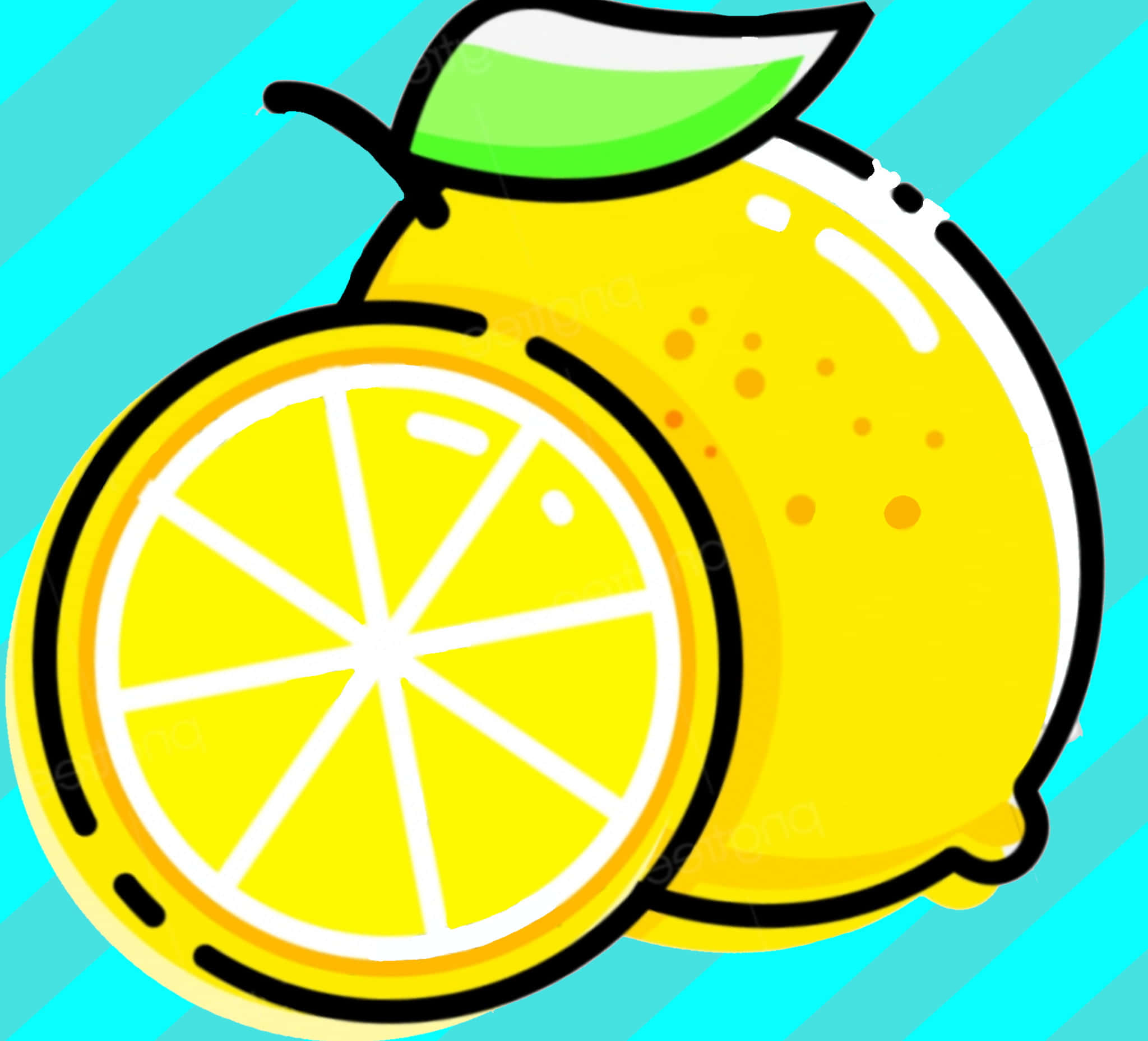 Kawaii Fruit, lemon, juicy segments, Full HD Desktop Wallpaper