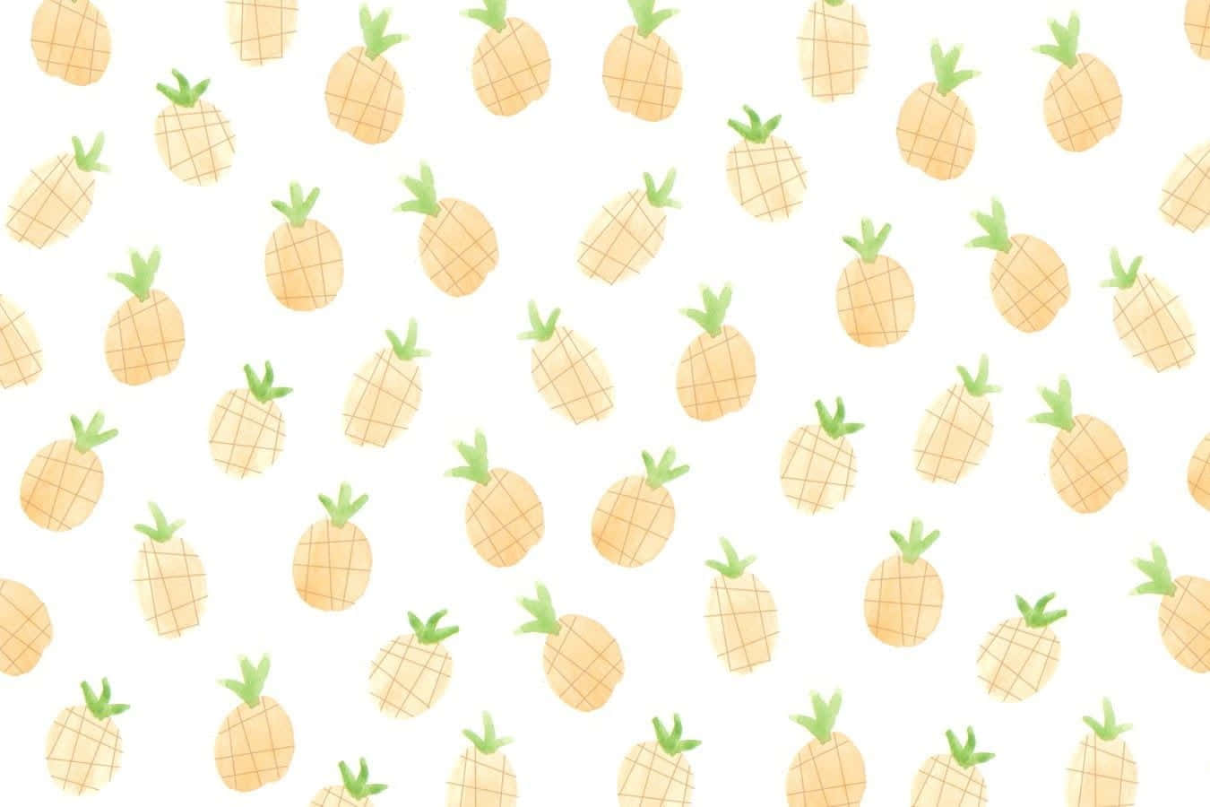 kawaii fruit, watercolor pineapples, green crowns, HD Desktop Wallpaper