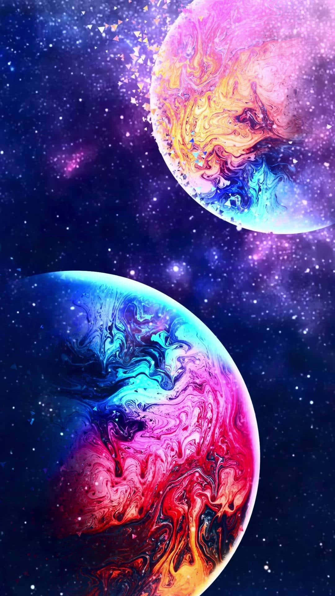 Kawaii Galaxy, 1080 x 1920 wallpaper, swirling colorful planets, Full HD Phone Wallpaper