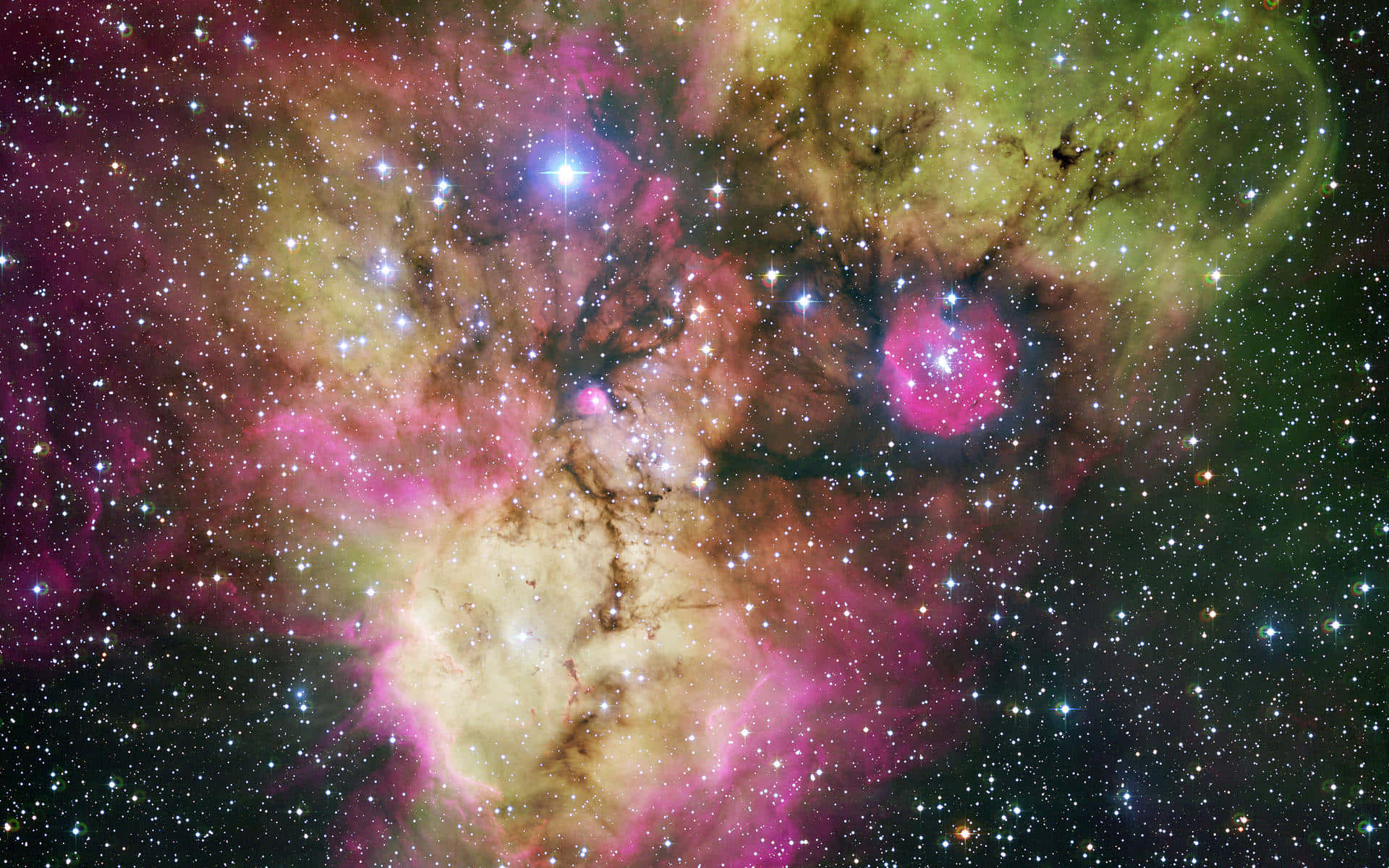 Kawaii Galaxy, pink, green, Full HD Desktop Wallpaper