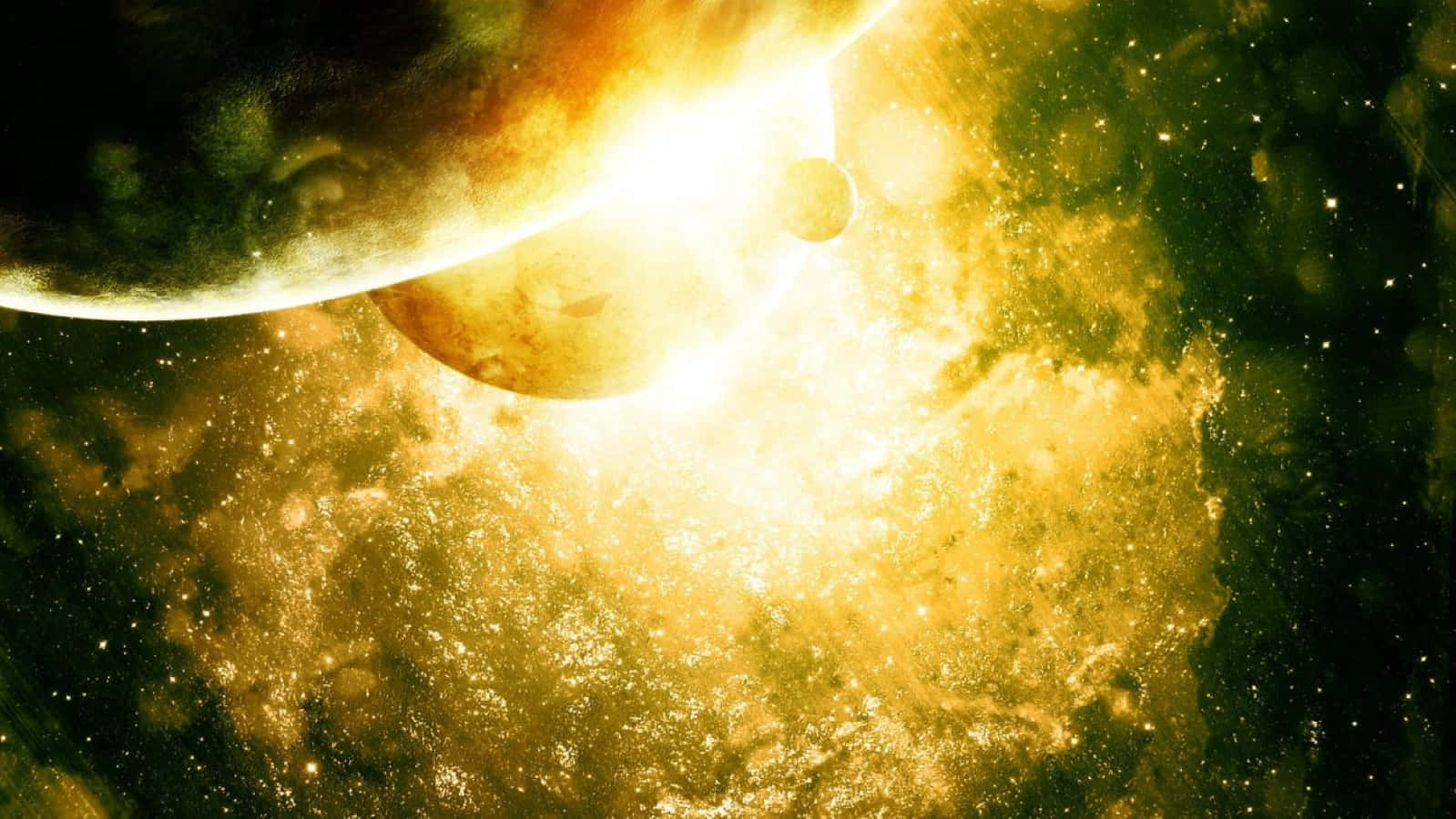 Yellow Galaxy, golden sun, planet, HD Desktop Wallpaper