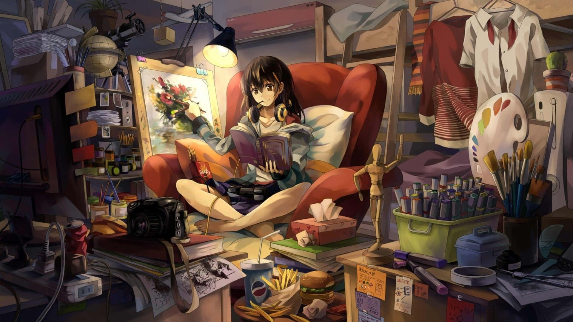 Kawaii Gaming Girl, 1920 x 1080, anime girl, Full HD Desktop Wallpaper