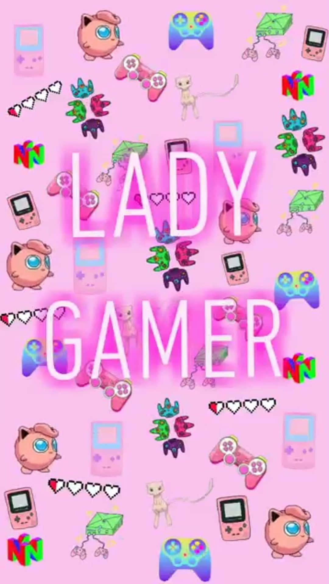 Kawaii Gaming, 1080 x 1920, Pink background, Full HD Phone Wallpaper