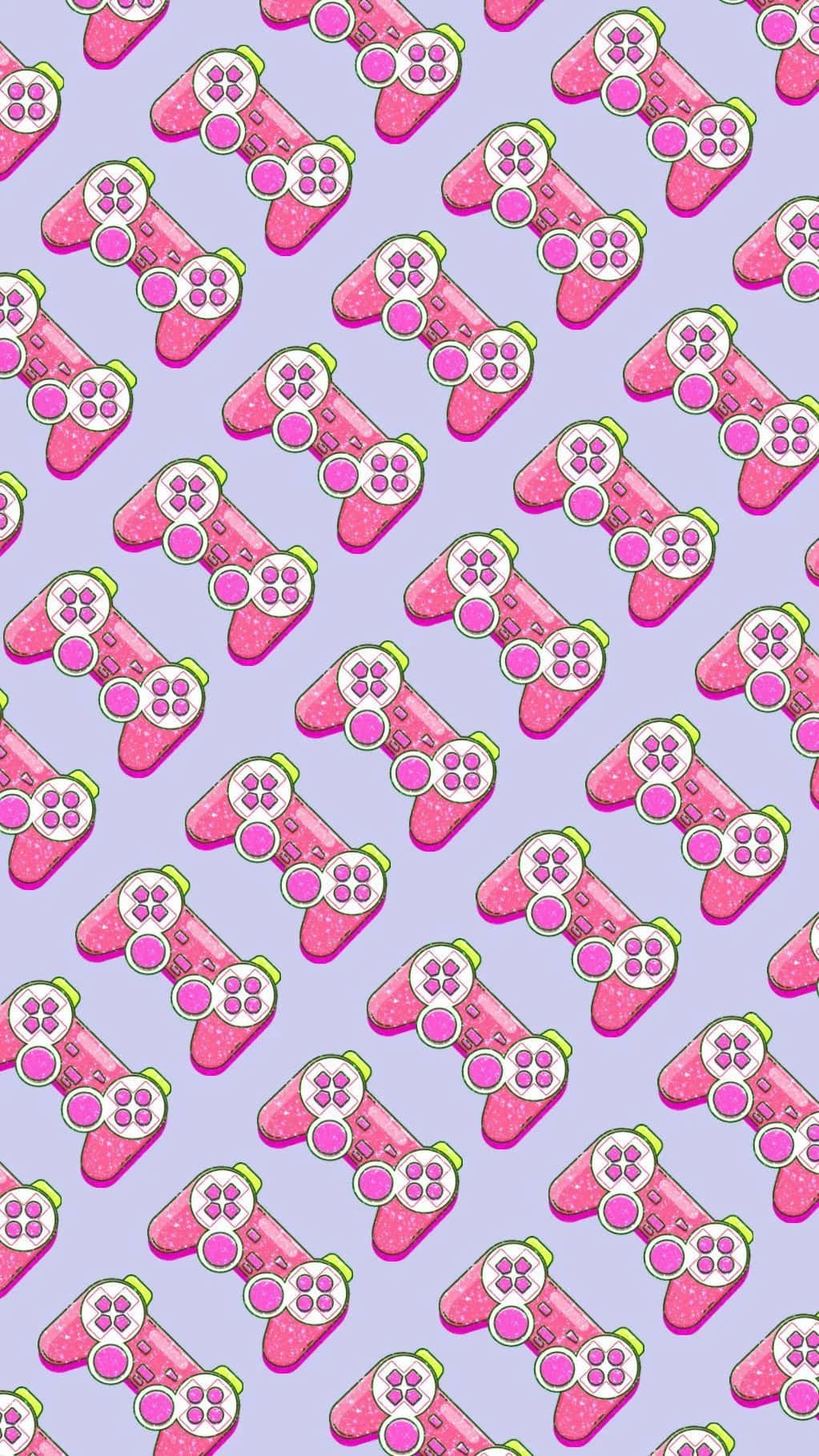 kawaii gaming, pink glittery game controllers, soft lavender background, HD Phone Wallpaper