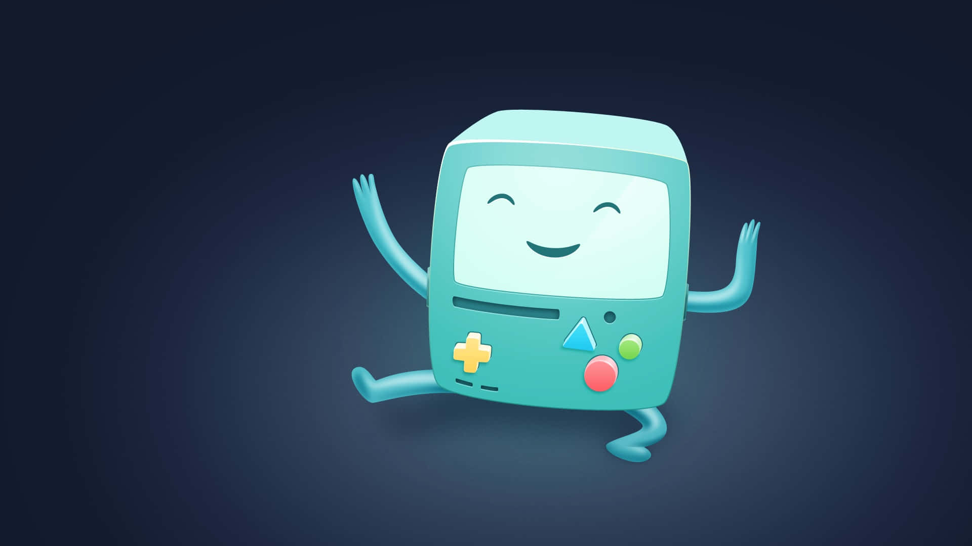 Kawaii Gaming, turquoise game console character, smiling face, Full HD Desktop Wallpaper
