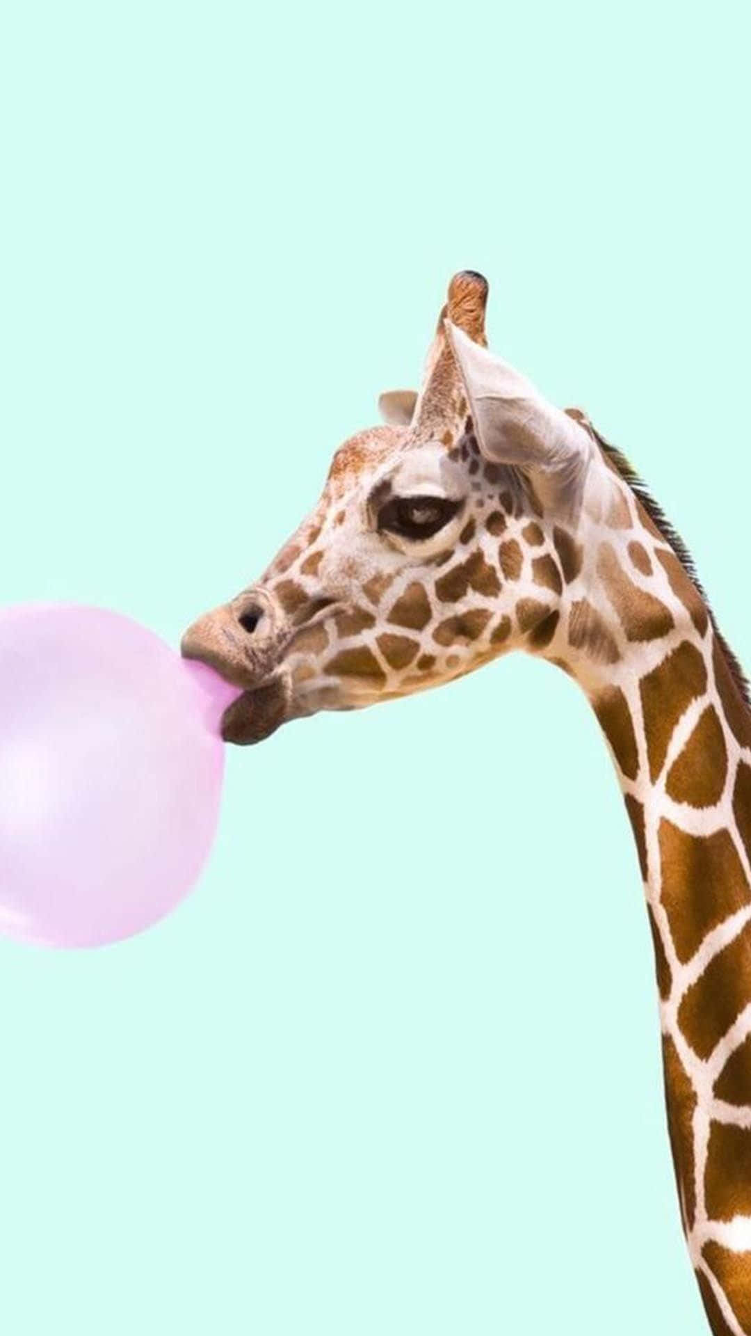 kawaii giraffe, pastel background, soft mint green background, Full HD Phone Wallpaper