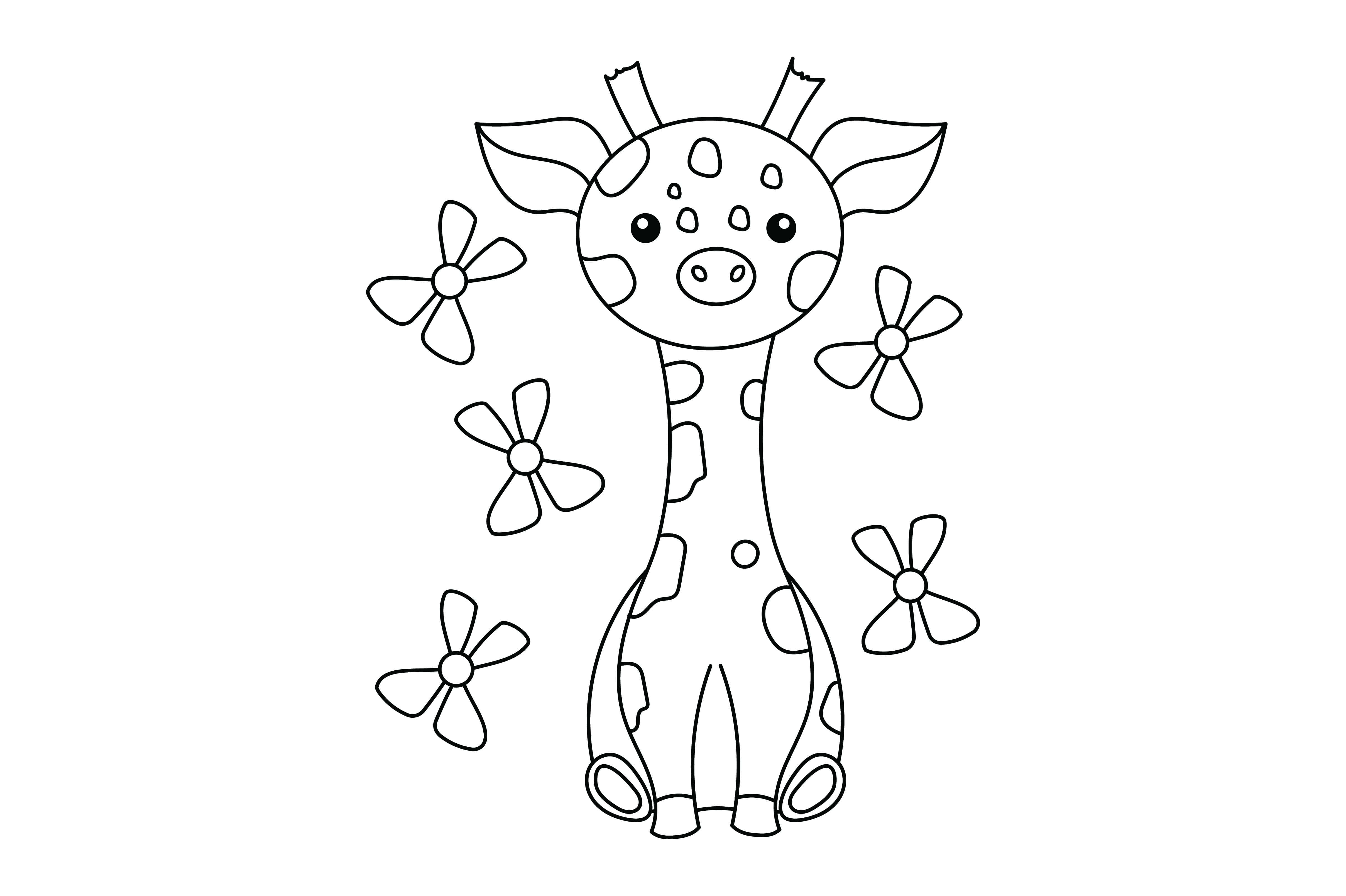 kawaii giraffe, cartoon giraffe, spots, 4K Desktop Wallpaper