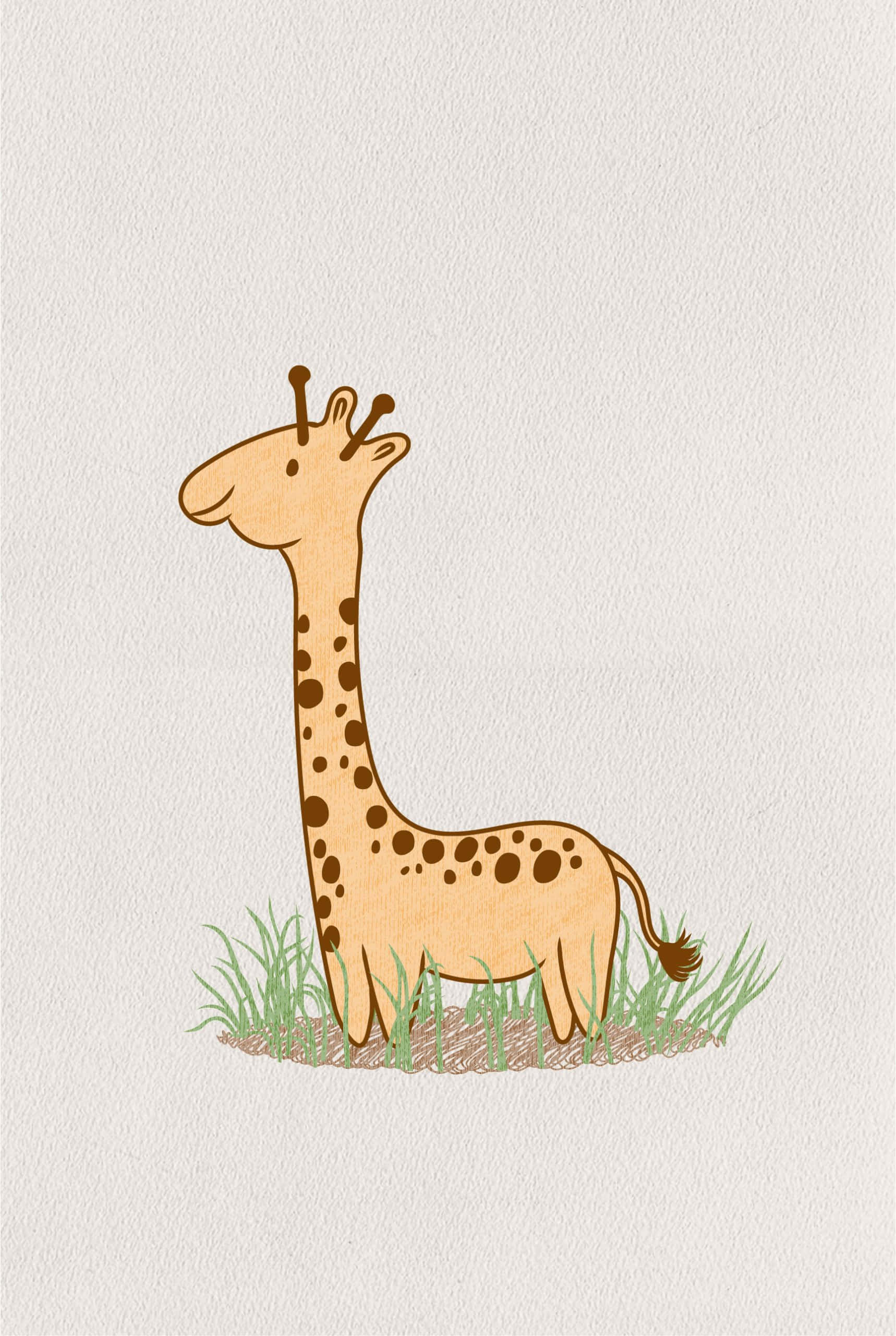 kawaii giraffe, brown spots, green grass, 2K Phone Wallpaper