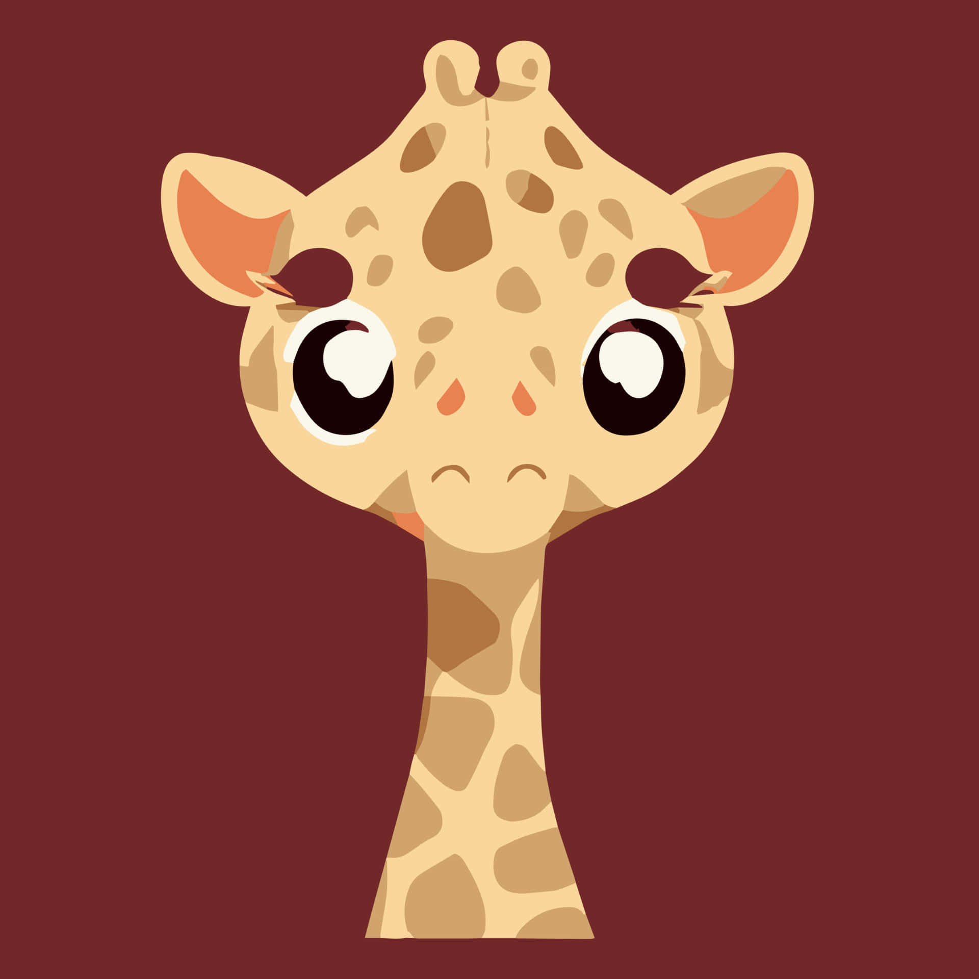kawaii giraffe, cartoon giraffe, big round eyes, Full HD Desktop Wallpaper