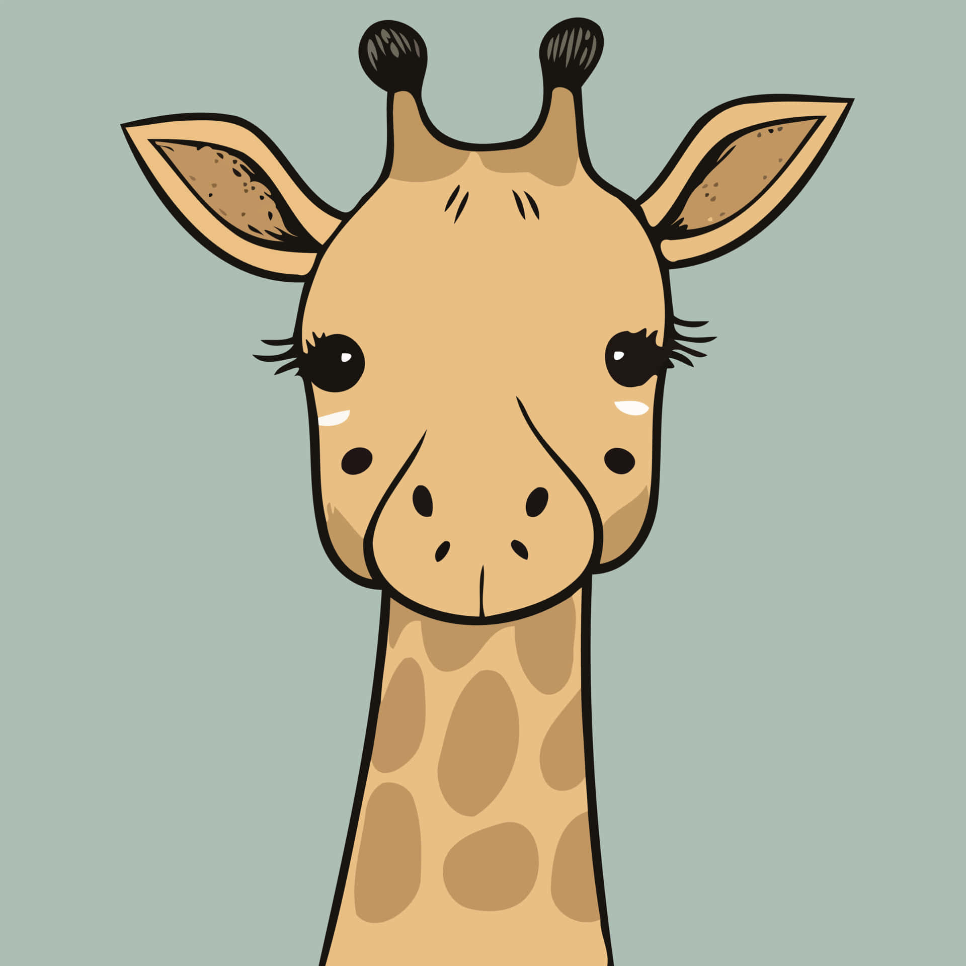 kawaii giraffe, cute cartoon giraffe, big eyes, Full HD Desktop Wallpaper
