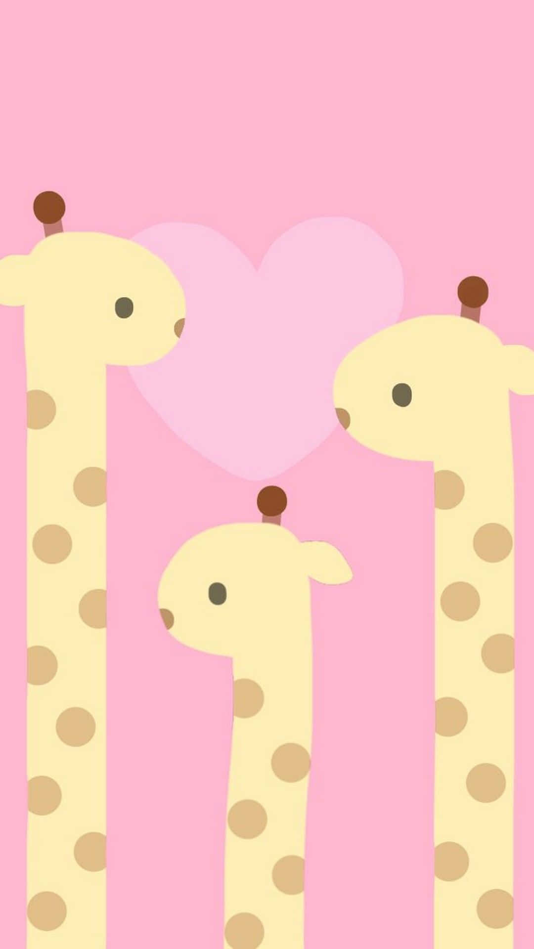 kawaii giraffe, three cute cartoon giraffes, brown spots, Full HD Phone Wallpaper