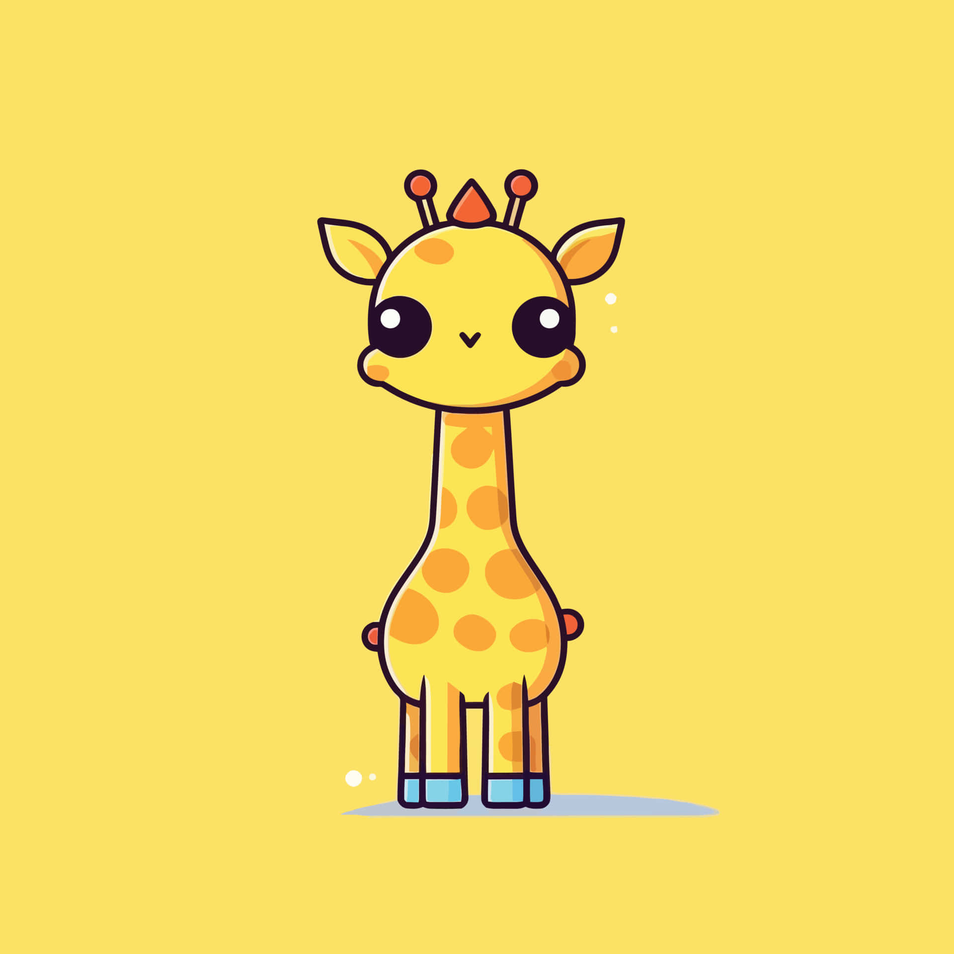 kawaii giraffe, orange spots, big eyes, Full HD Desktop Wallpaper