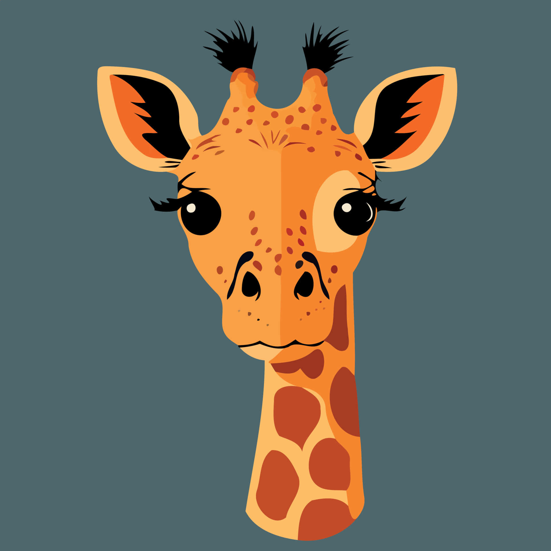 kawaii giraffe, heart-shaped spots, big eyes, Full HD Desktop Wallpaper